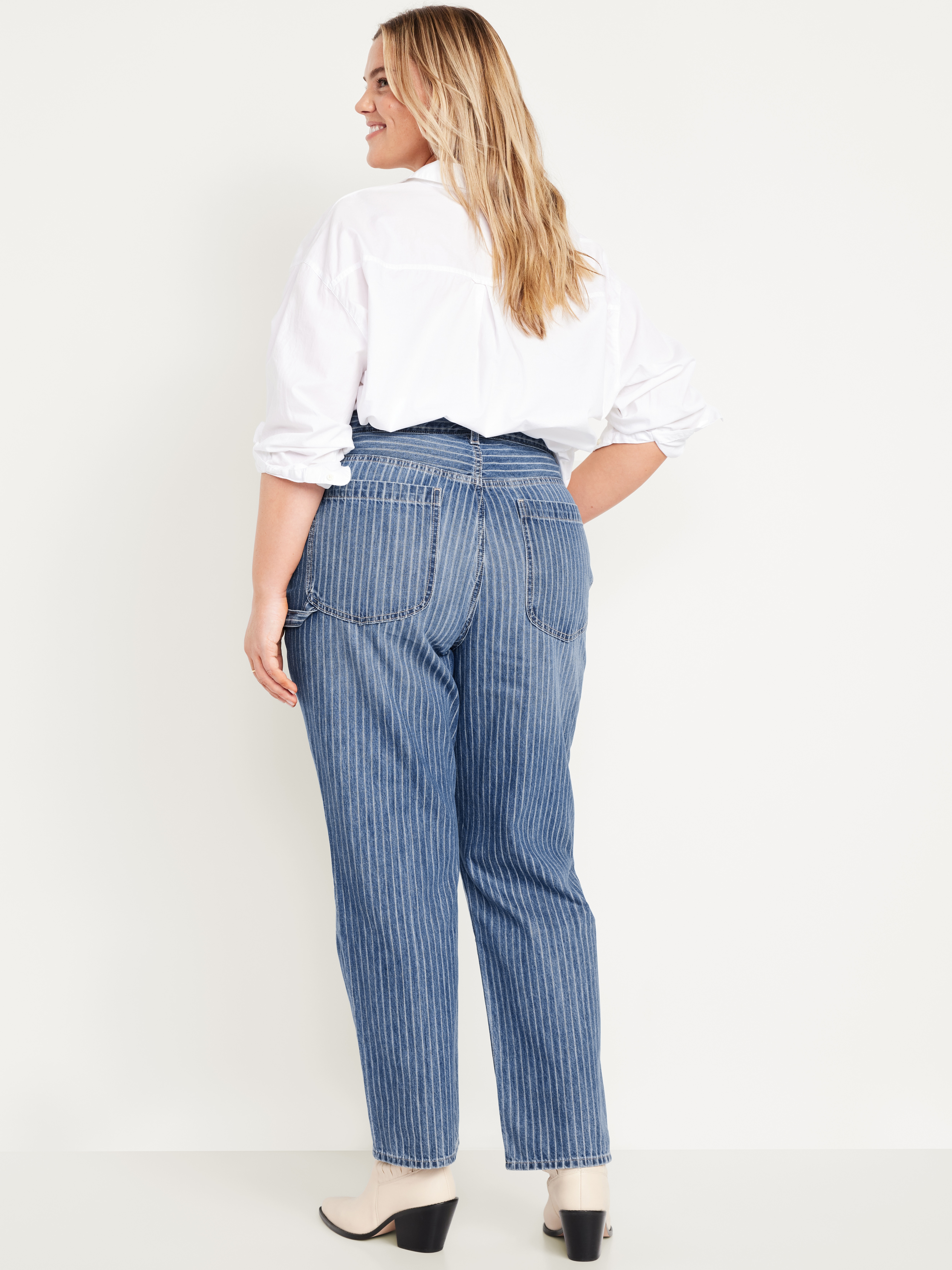 High-Waisted OG Loose Rigid Jeans - Stripe - 8