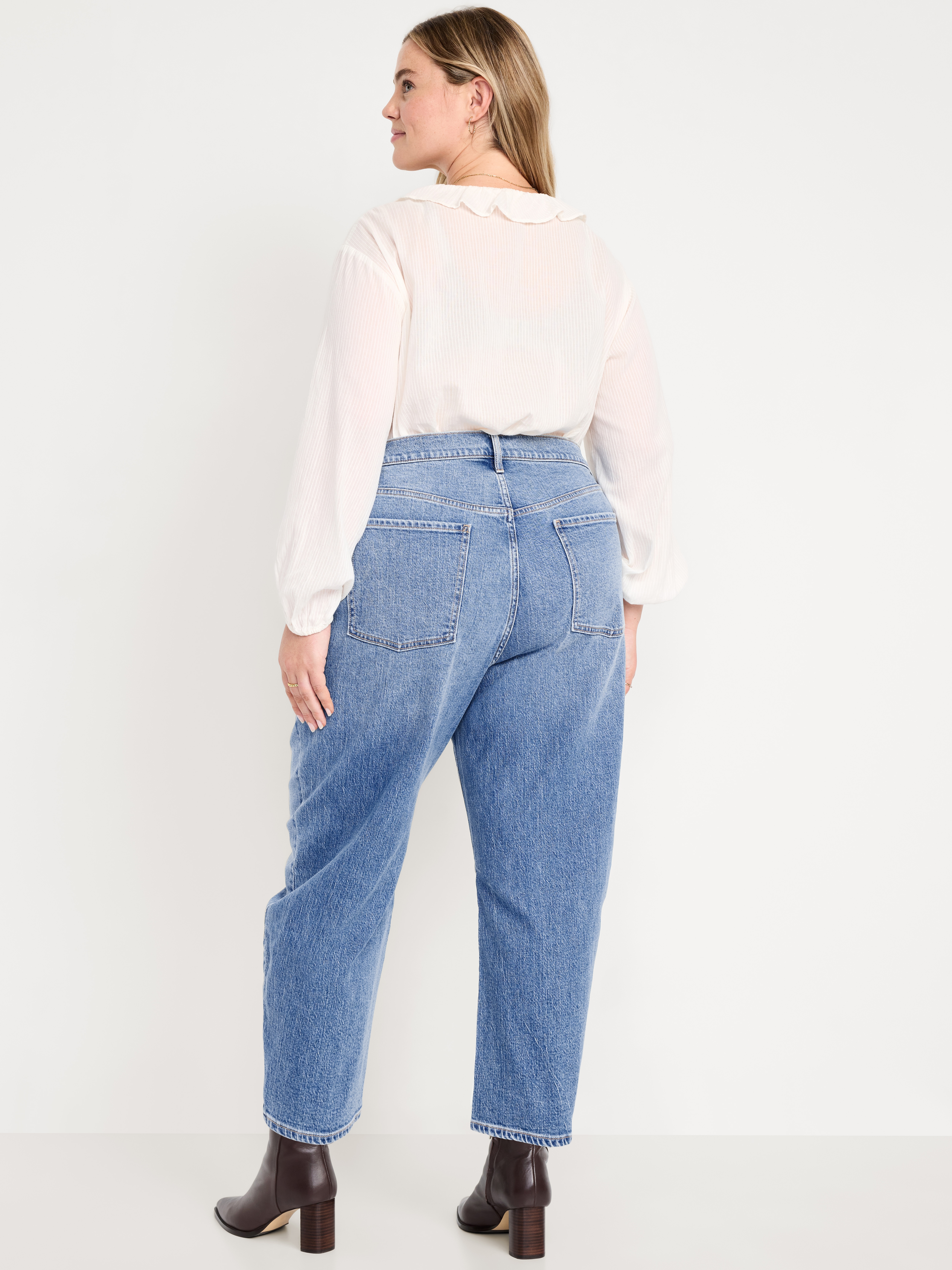 High-Waisted Wow Barrel-Leg Ankle Jeans - Light Wash - 9