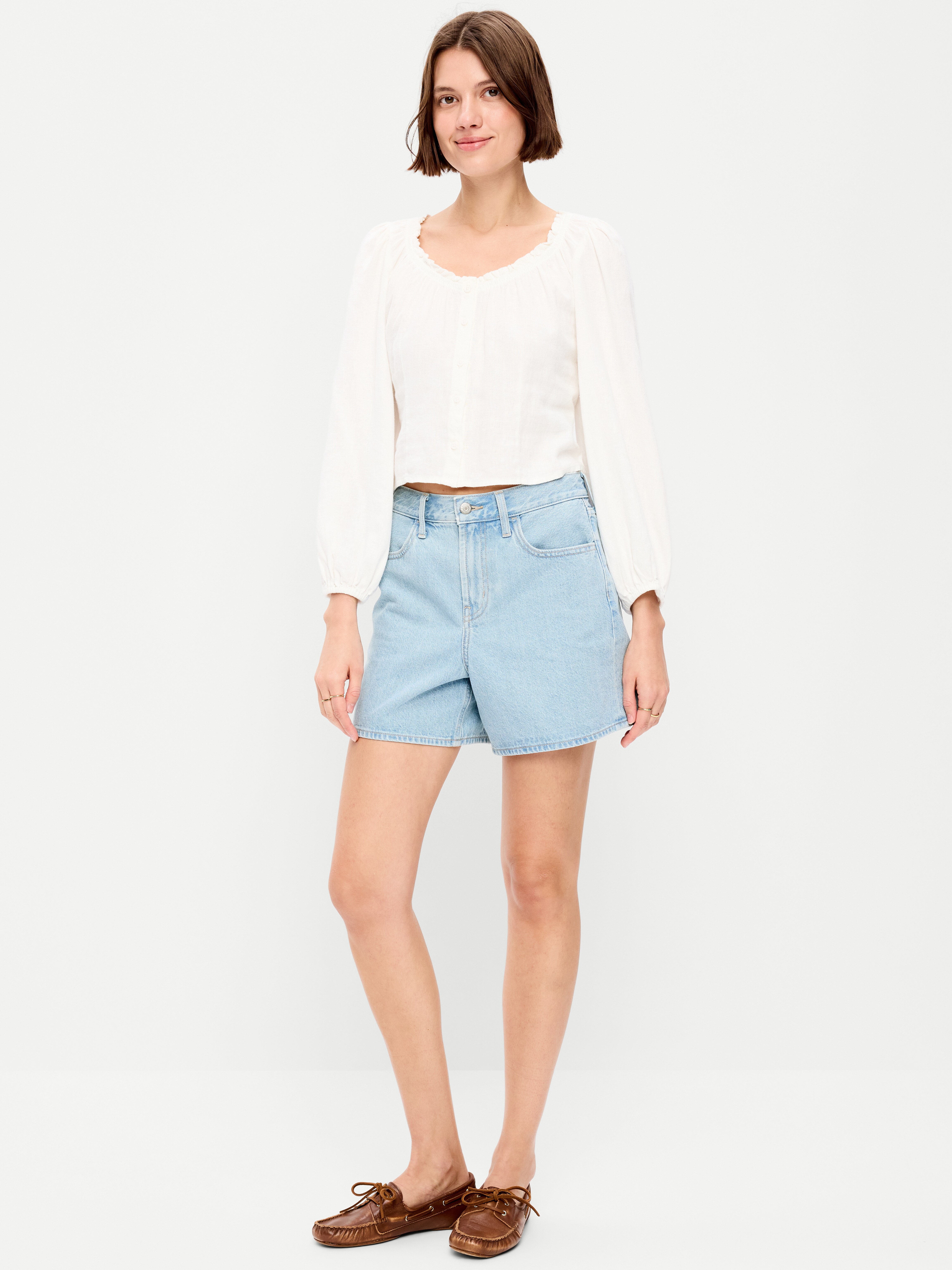 High-Waisted Wow Baggy Jean Shorts -- 5-inch inseam - Adeera - 1