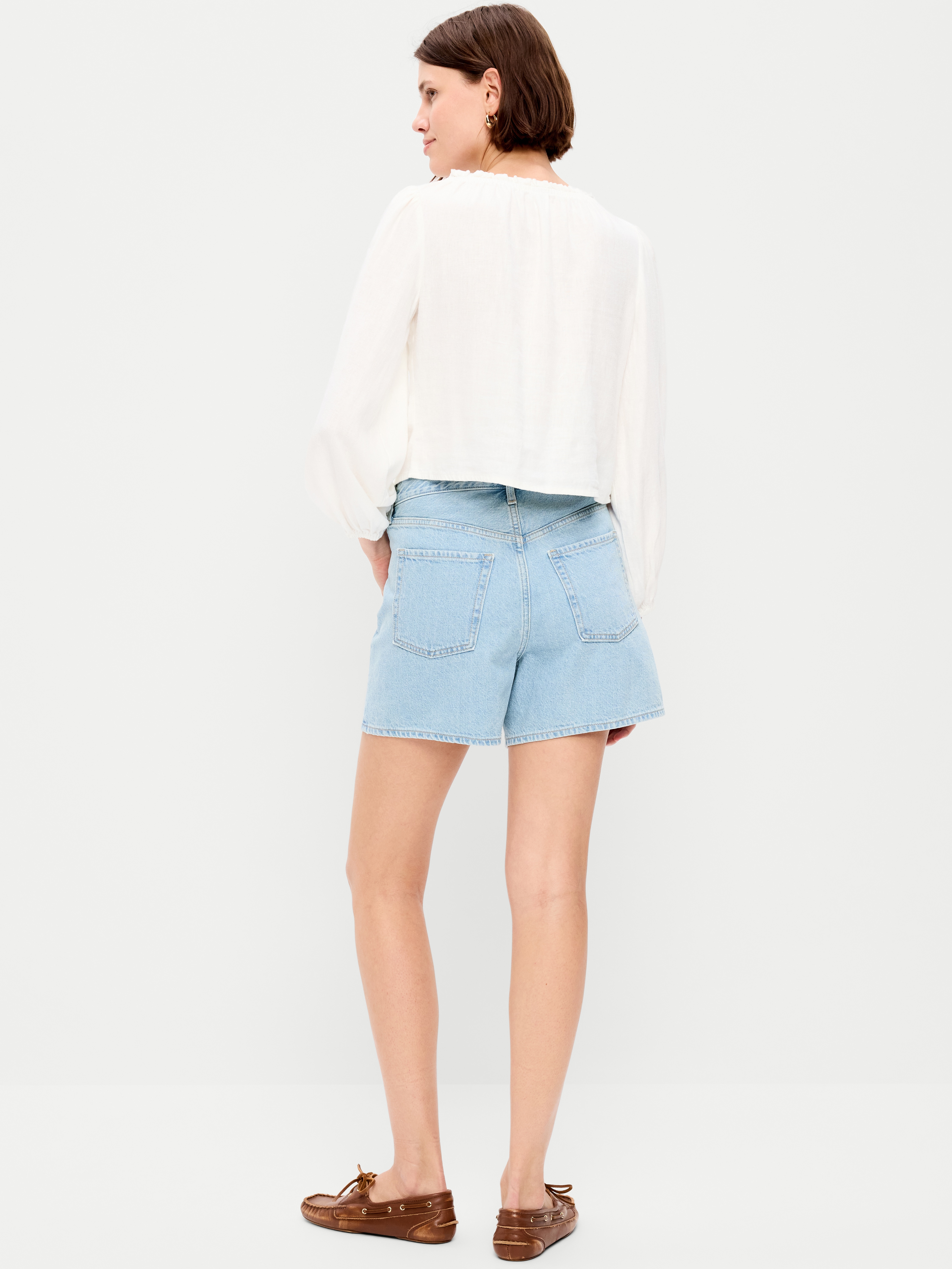 High-Waisted Wow Baggy Jean Shorts -- 5-inch inseam - Adeera - 3