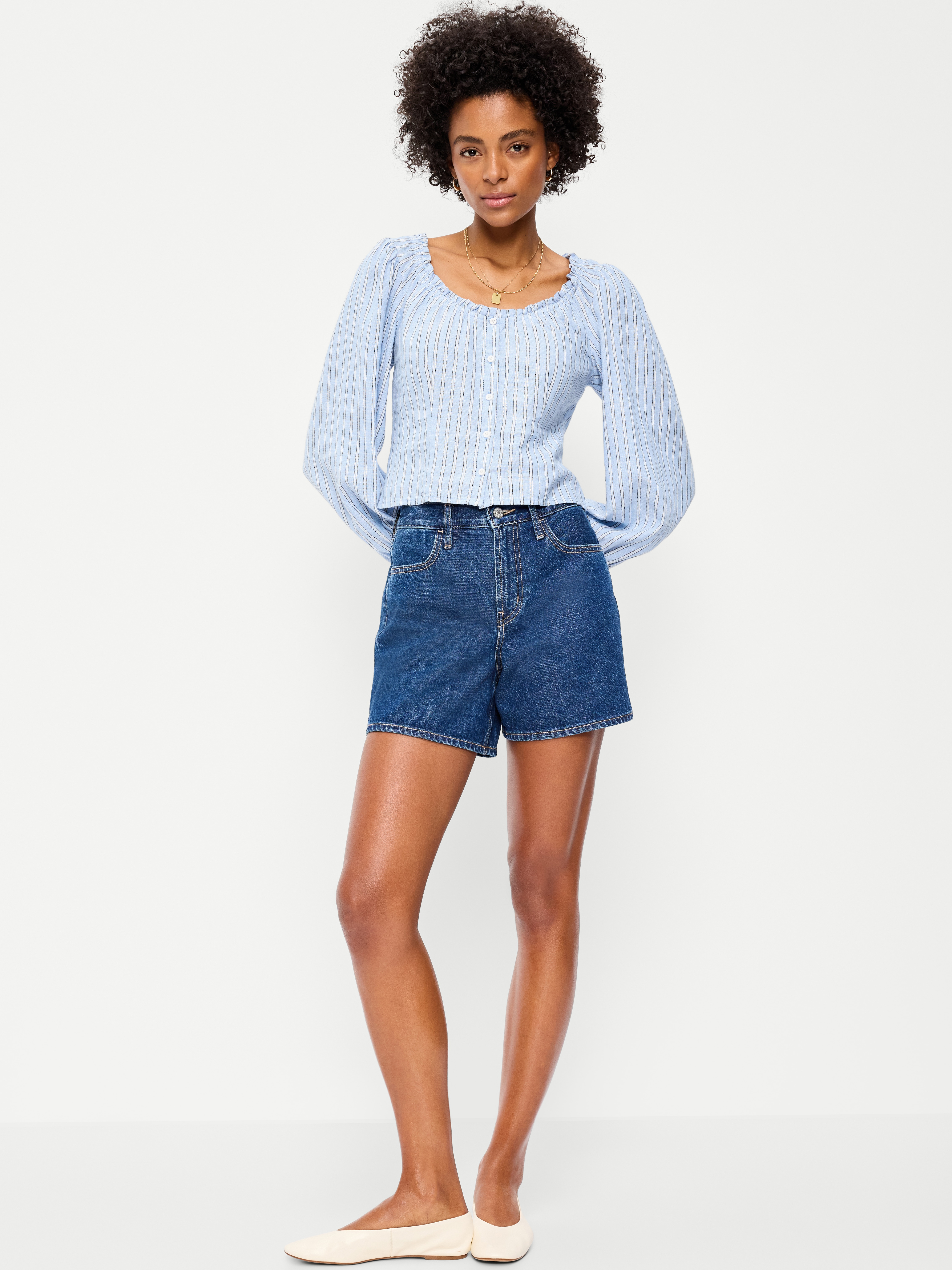 High-Waisted Wow Baggy Jean Shorts -- 5-inch inseam - Iggy - 1