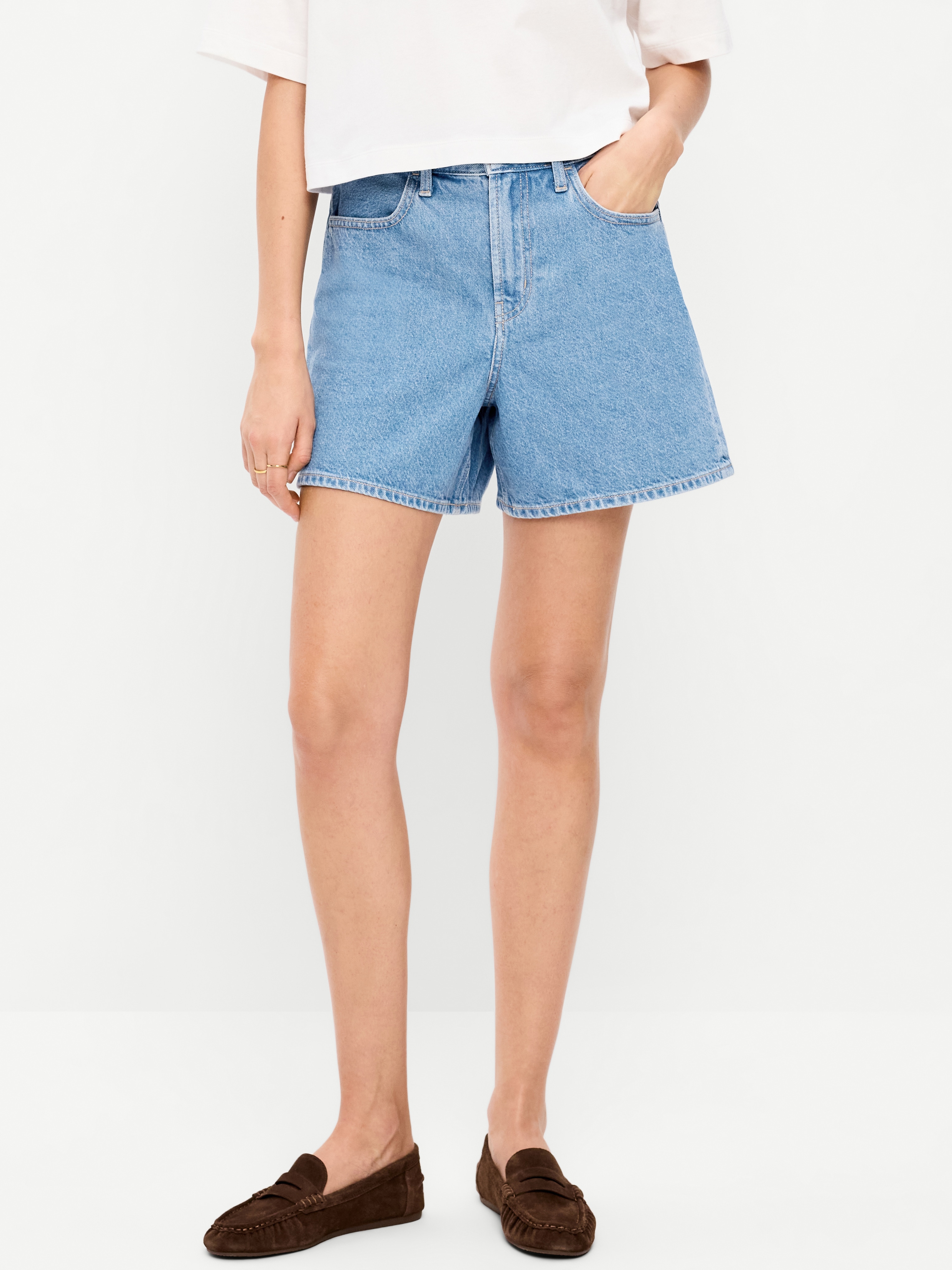 High-Waisted Wow Baggy Jean Shorts -- 5-inch inseam - Jimi - 2