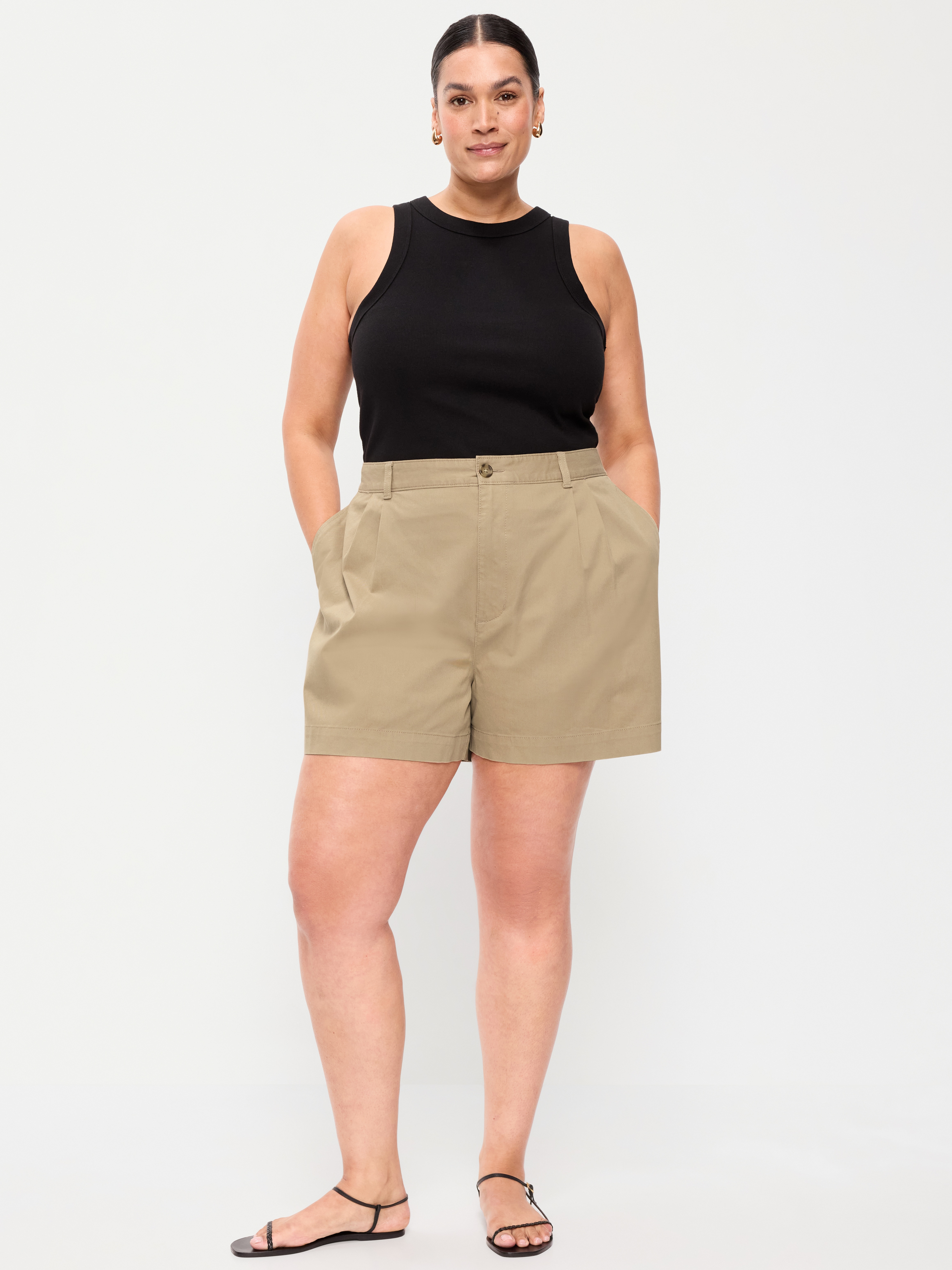 High-Waisted OGC Chino Shorts -- 4-inch inseam - Toasted Almond - 7