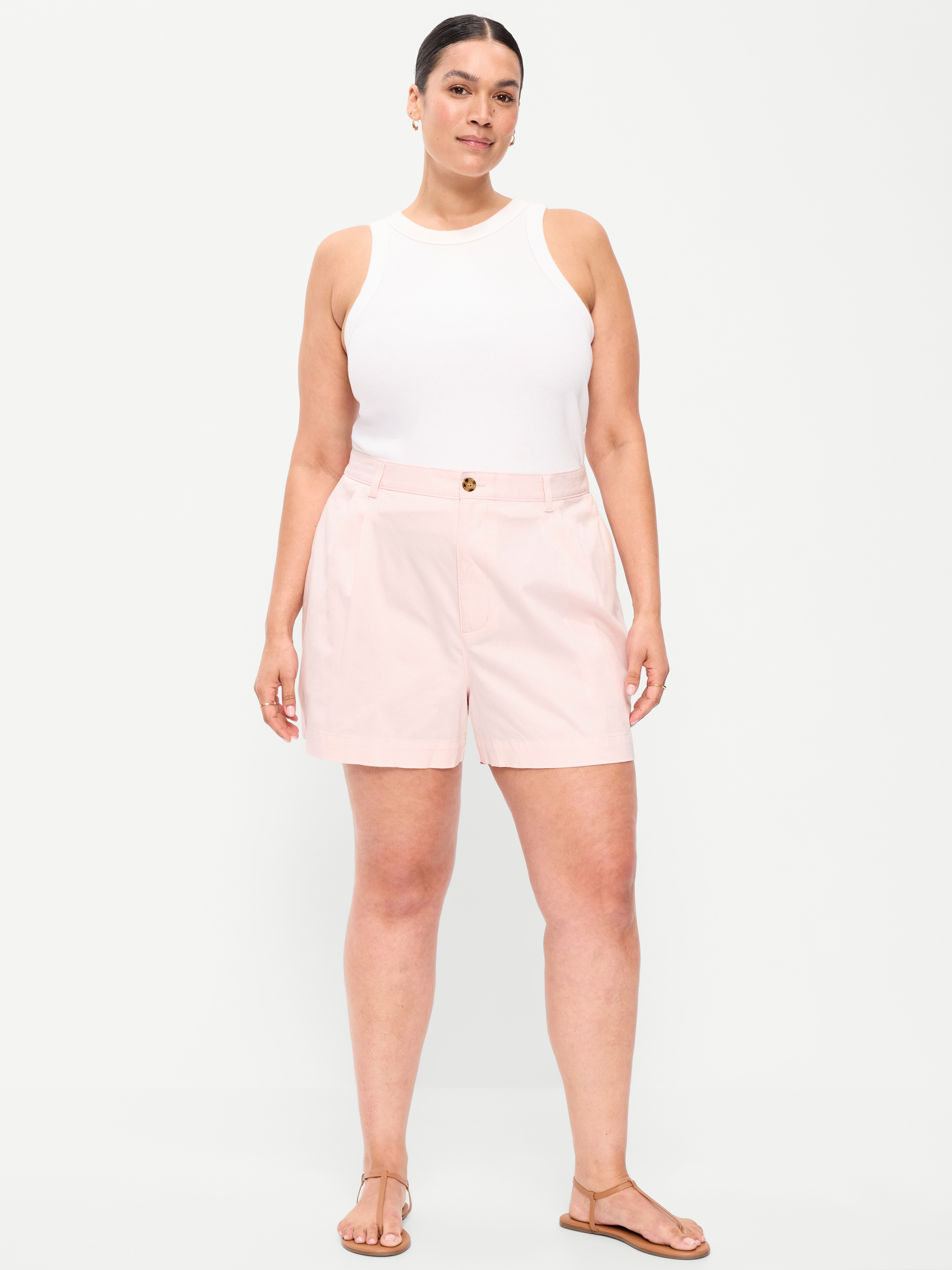 High-Waisted OGC Chino Shorts -- 4-inch inseam - Pastel Pink - 7