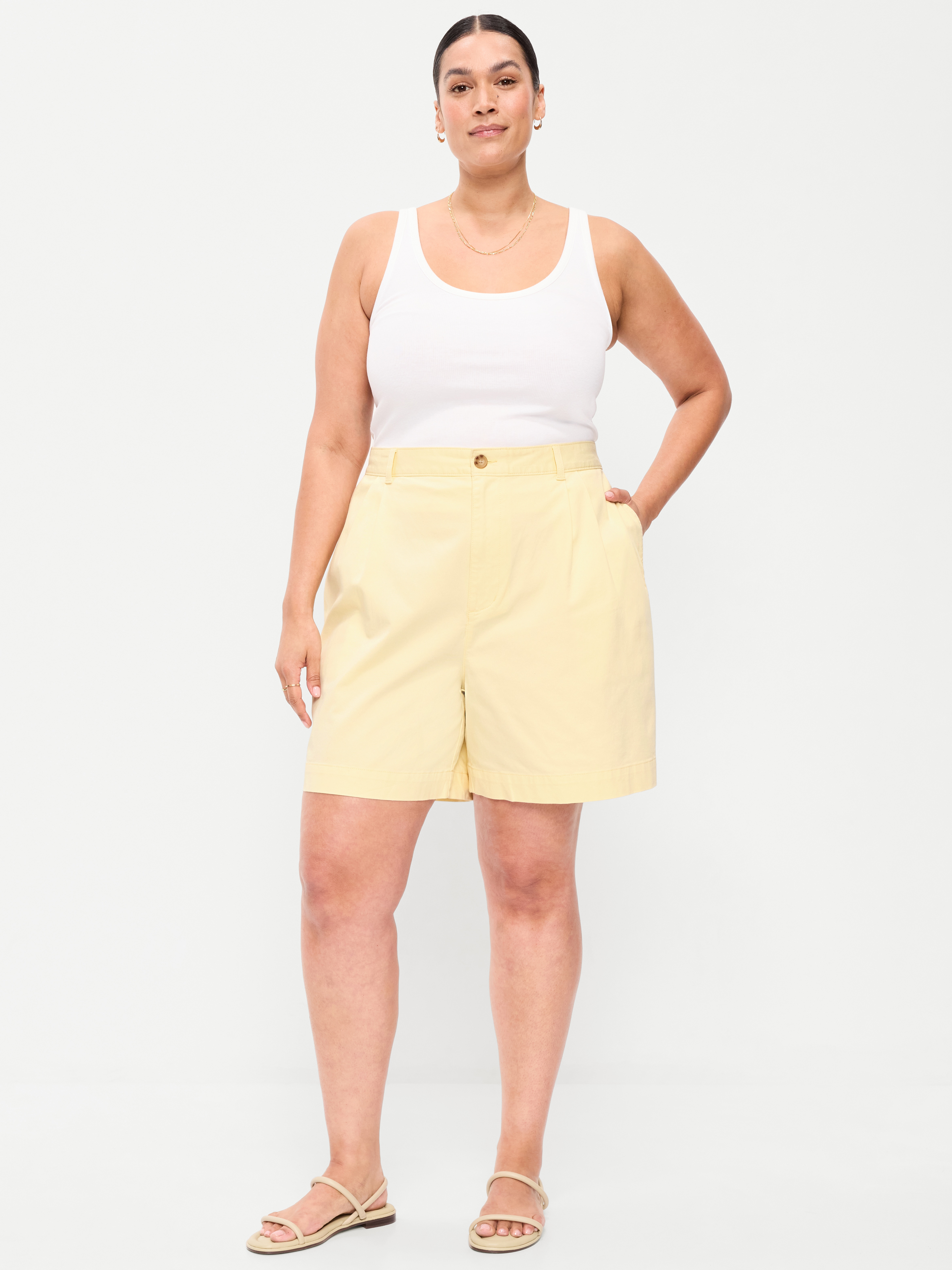 High-Waisted OGC Chino Shorts -- 4-inch inseam - Cool Almond - 7