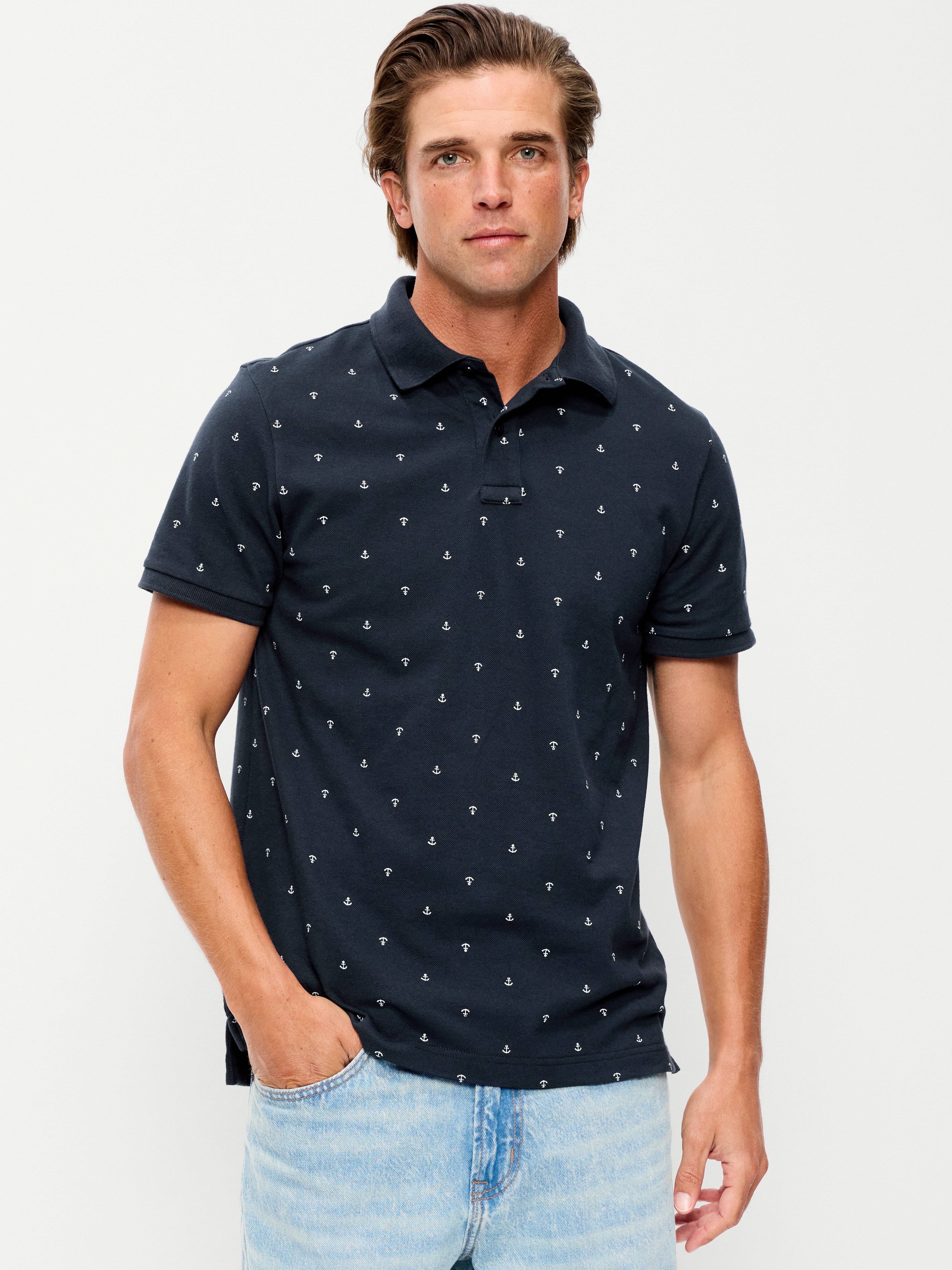 Built-In Flex Pro Polo for Men - Anchor Print - 1