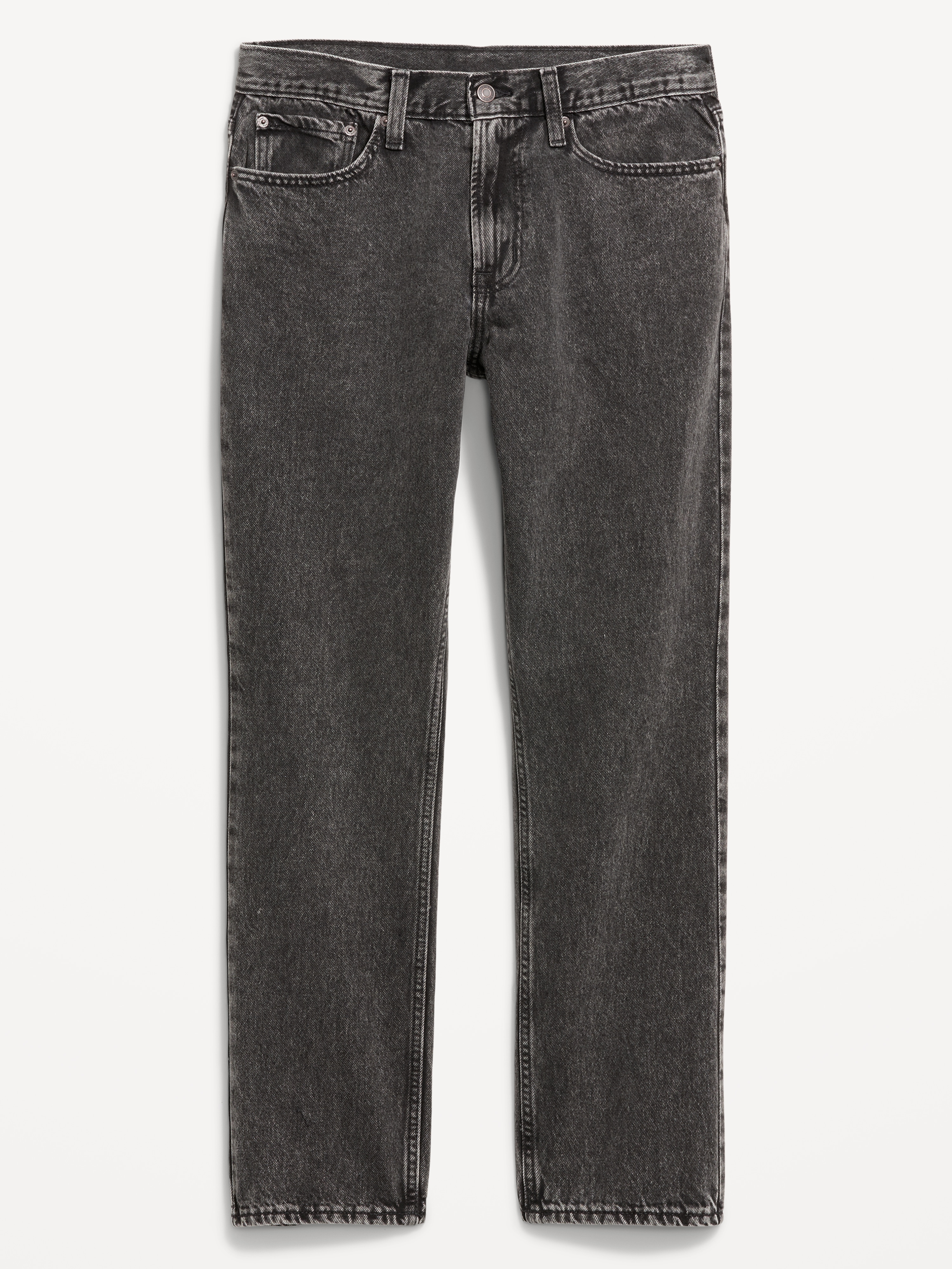 Structured Straight Non-Stretch Jeans - Washed Black - 4
