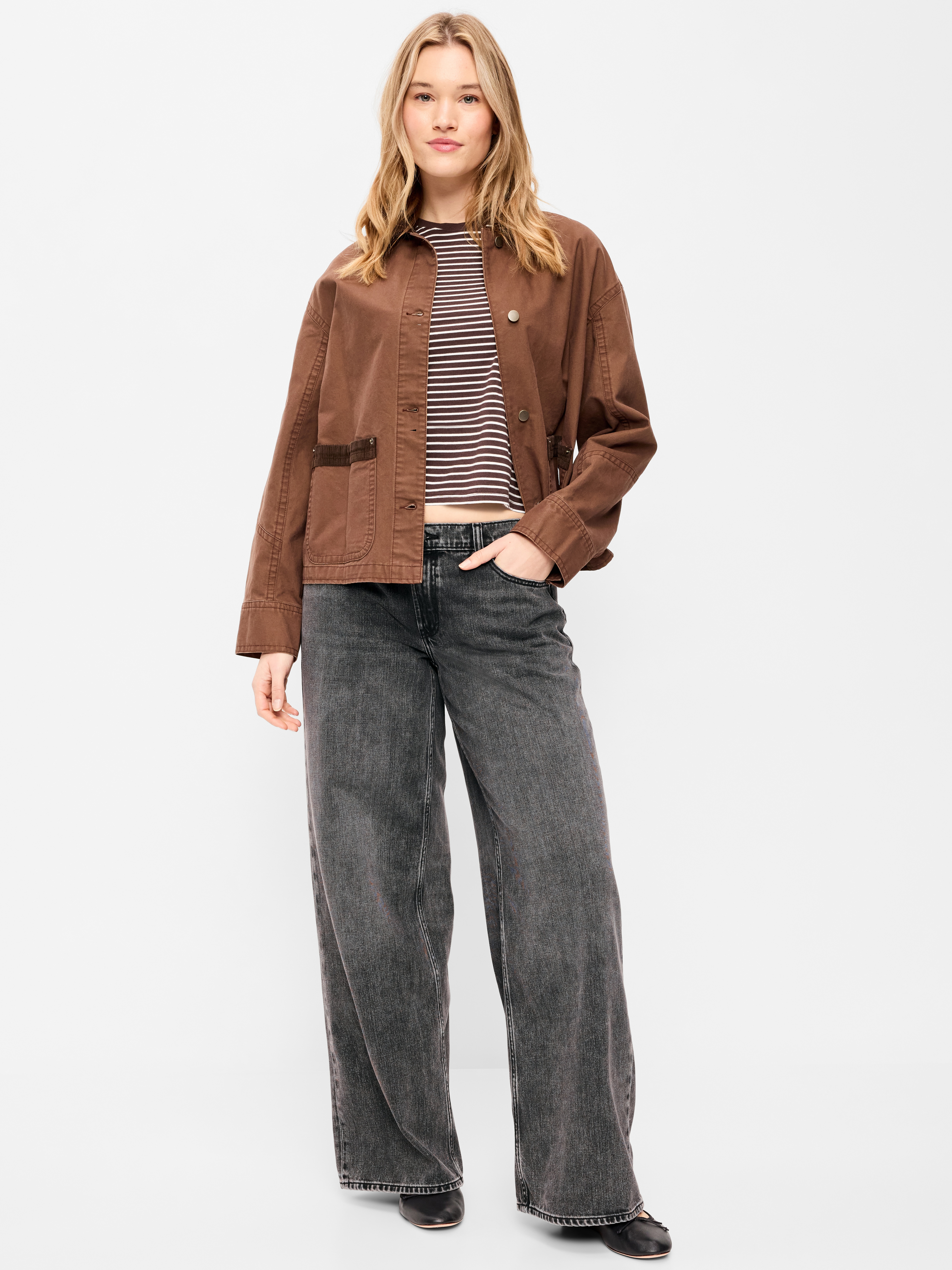 Low-Rise Baggy Wide-Leg Jeans - Pebble - 5