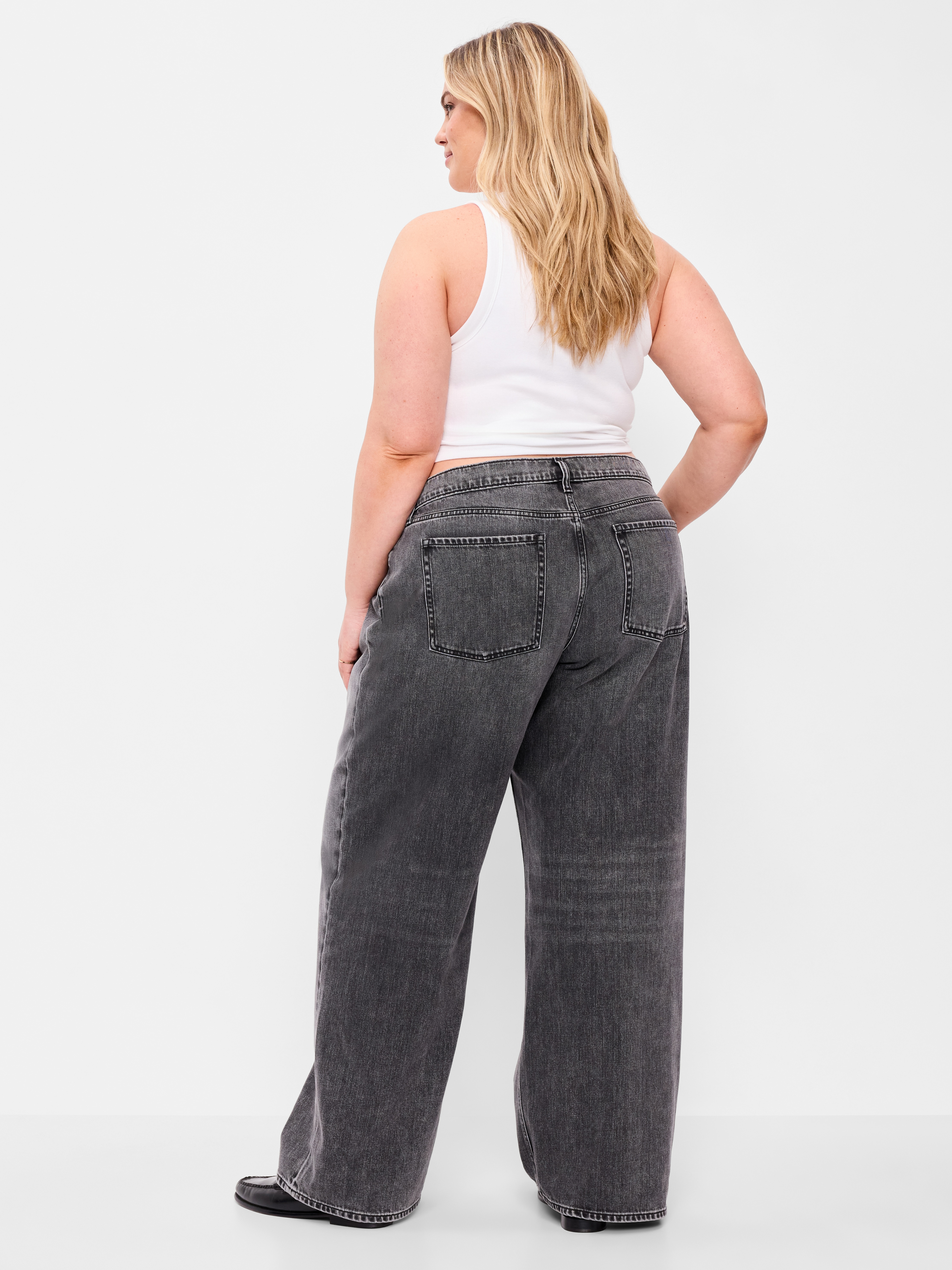 Low-Rise Baggy Wide-Leg Jeans - Pebble - 8