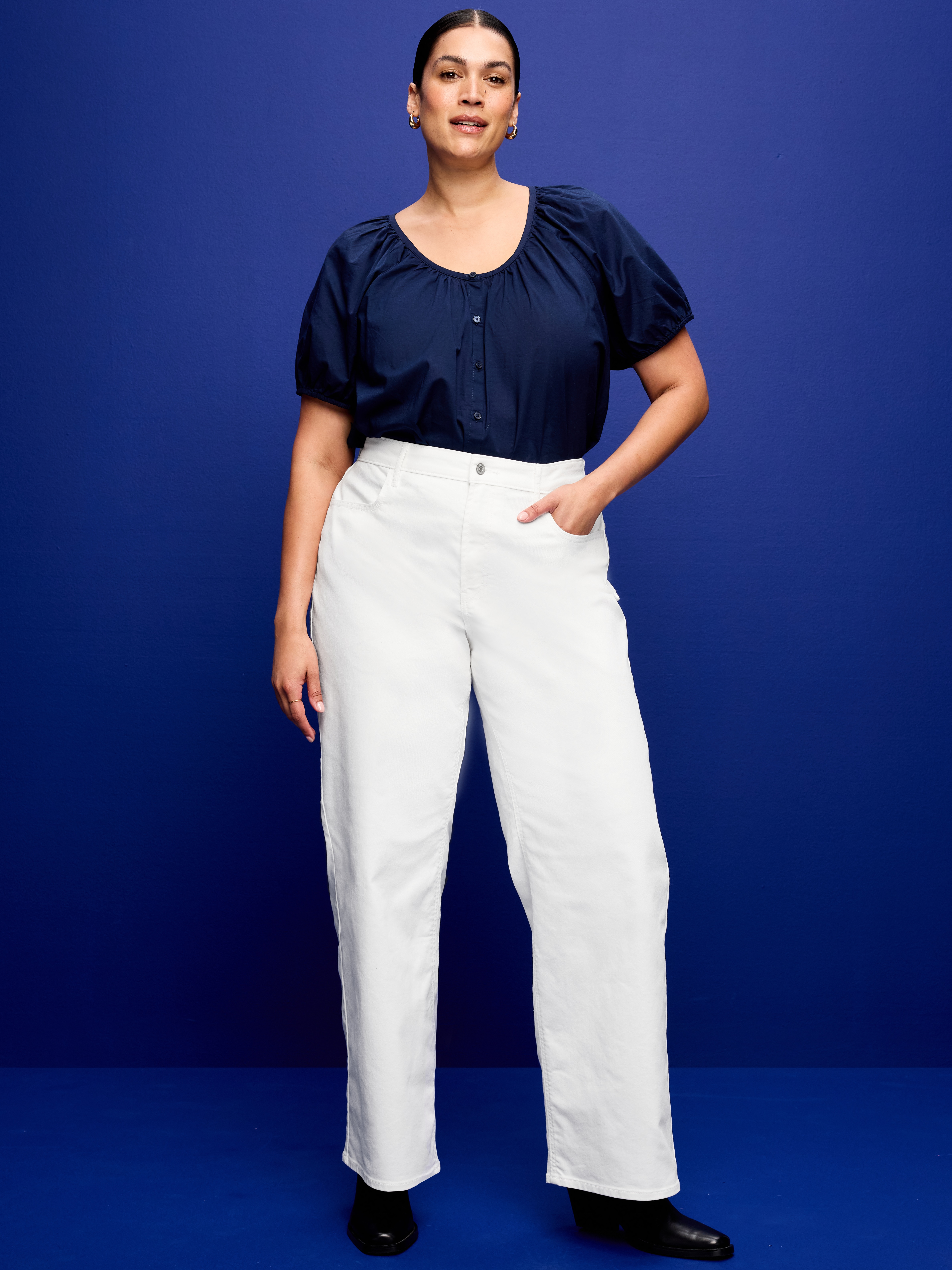 High-Waisted Wow Wide-Leg Jeans - Calla Lily White - 8