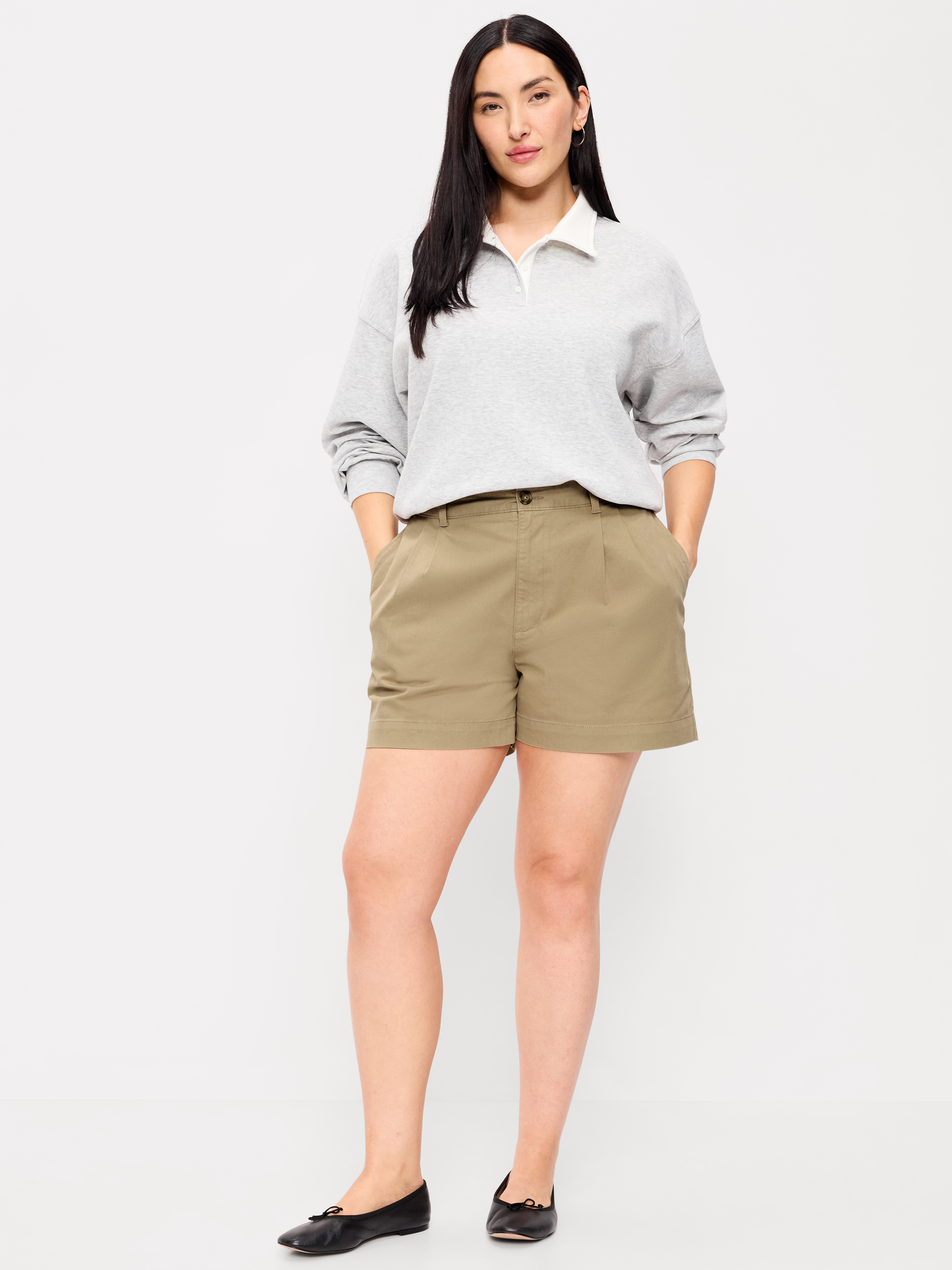 High-Waisted OGC Chino Shorts -- 4-inch inseam - Toasted Almond - 5