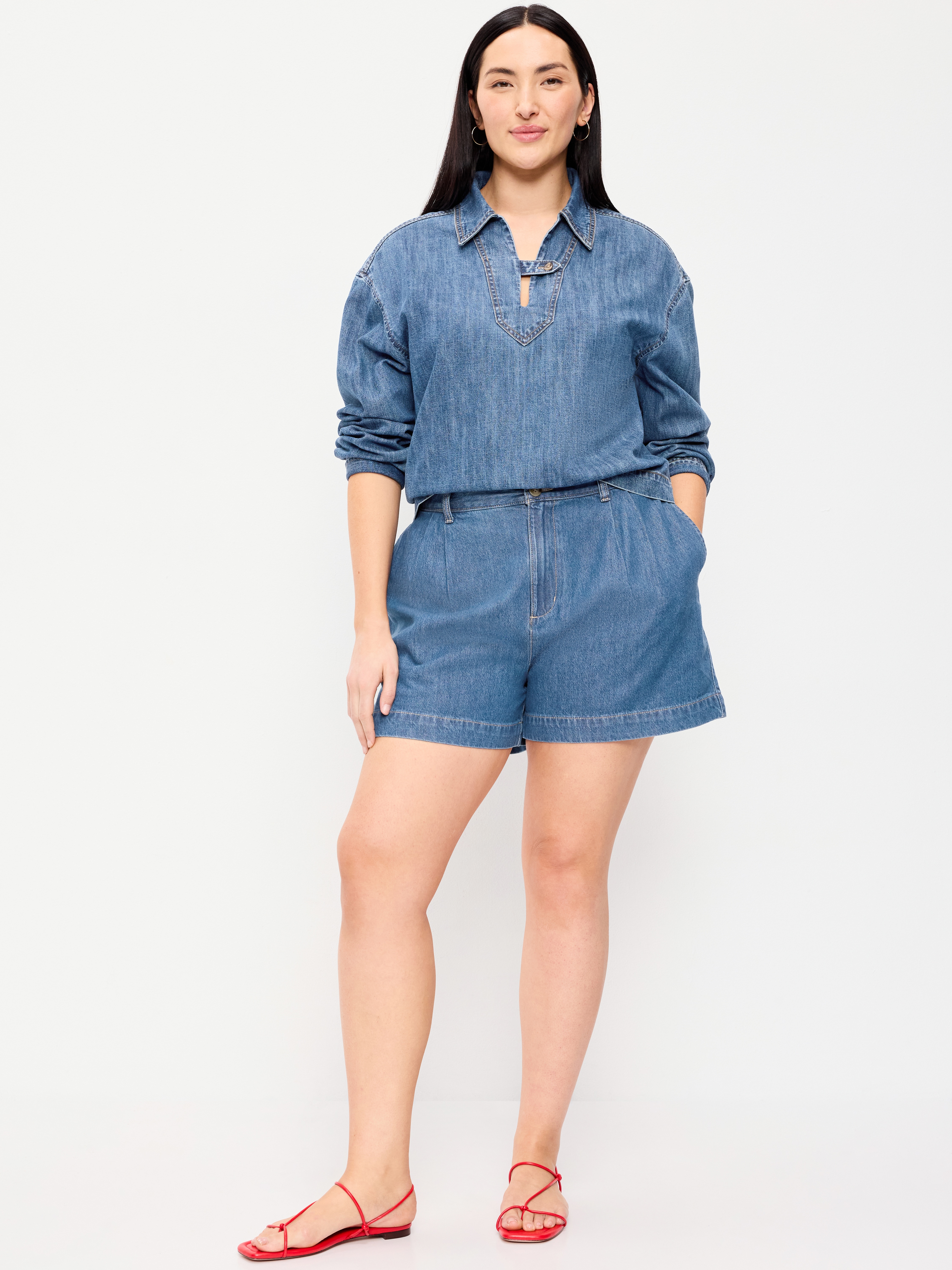 High-Waisted OGC Chino Shorts -- 4-inch inseam - Medium Wash - 5