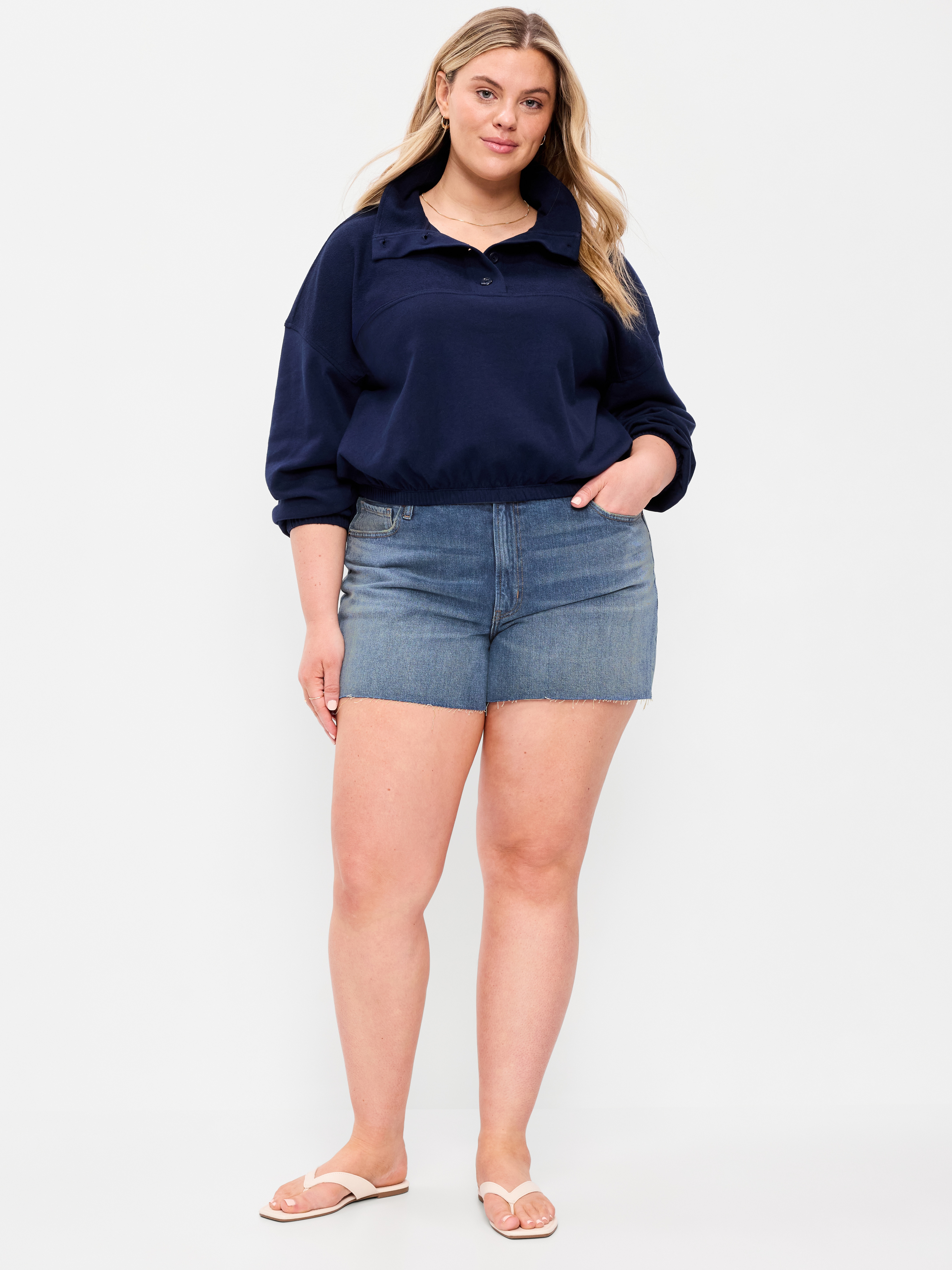 High-Waisted OG Cut-Off Jean Shorts -- 4-inch inseam - Medium Wash - 6