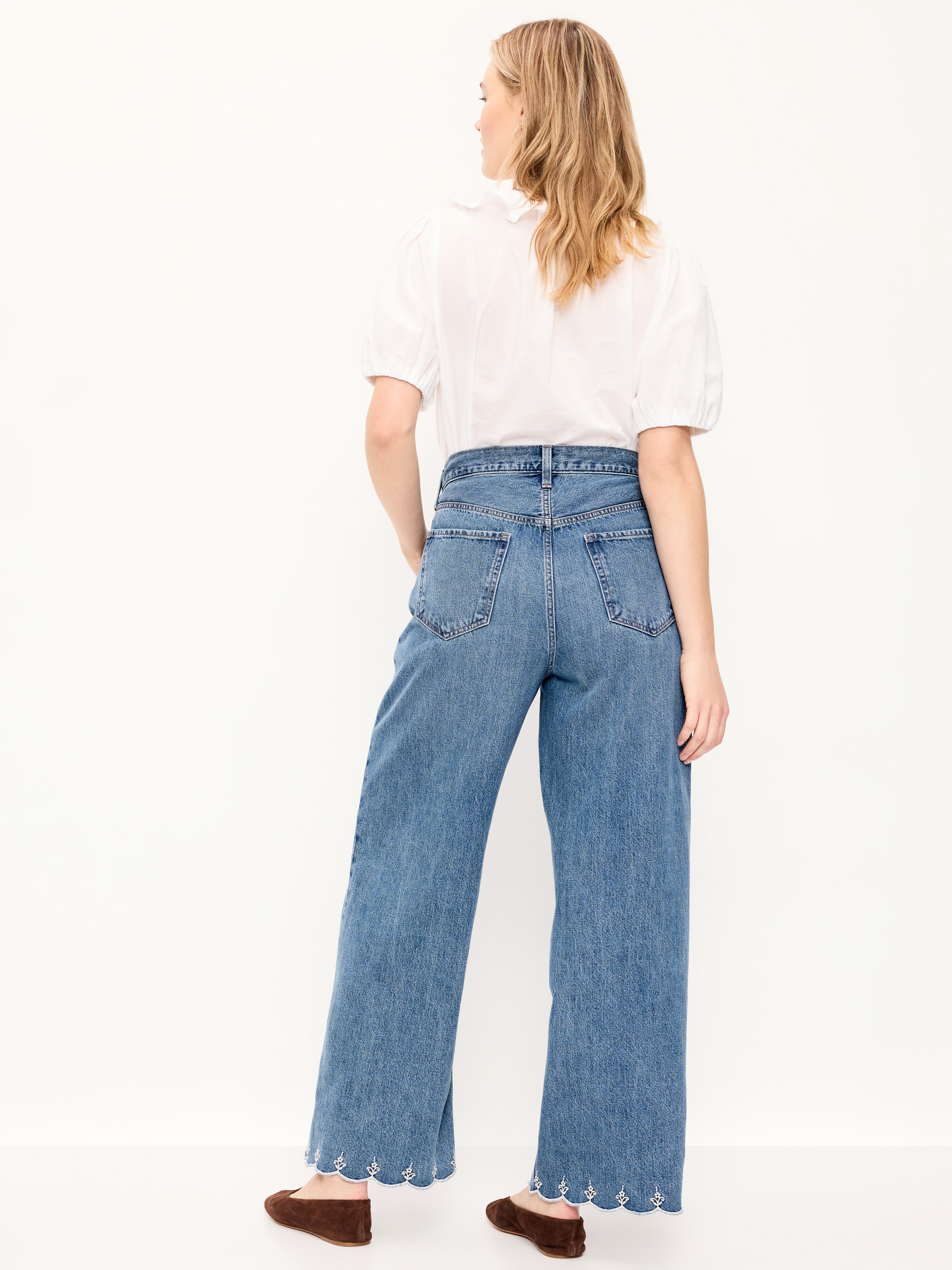 High-Waisted Baggy Wide-Leg Jeans - Medium Wash - 6