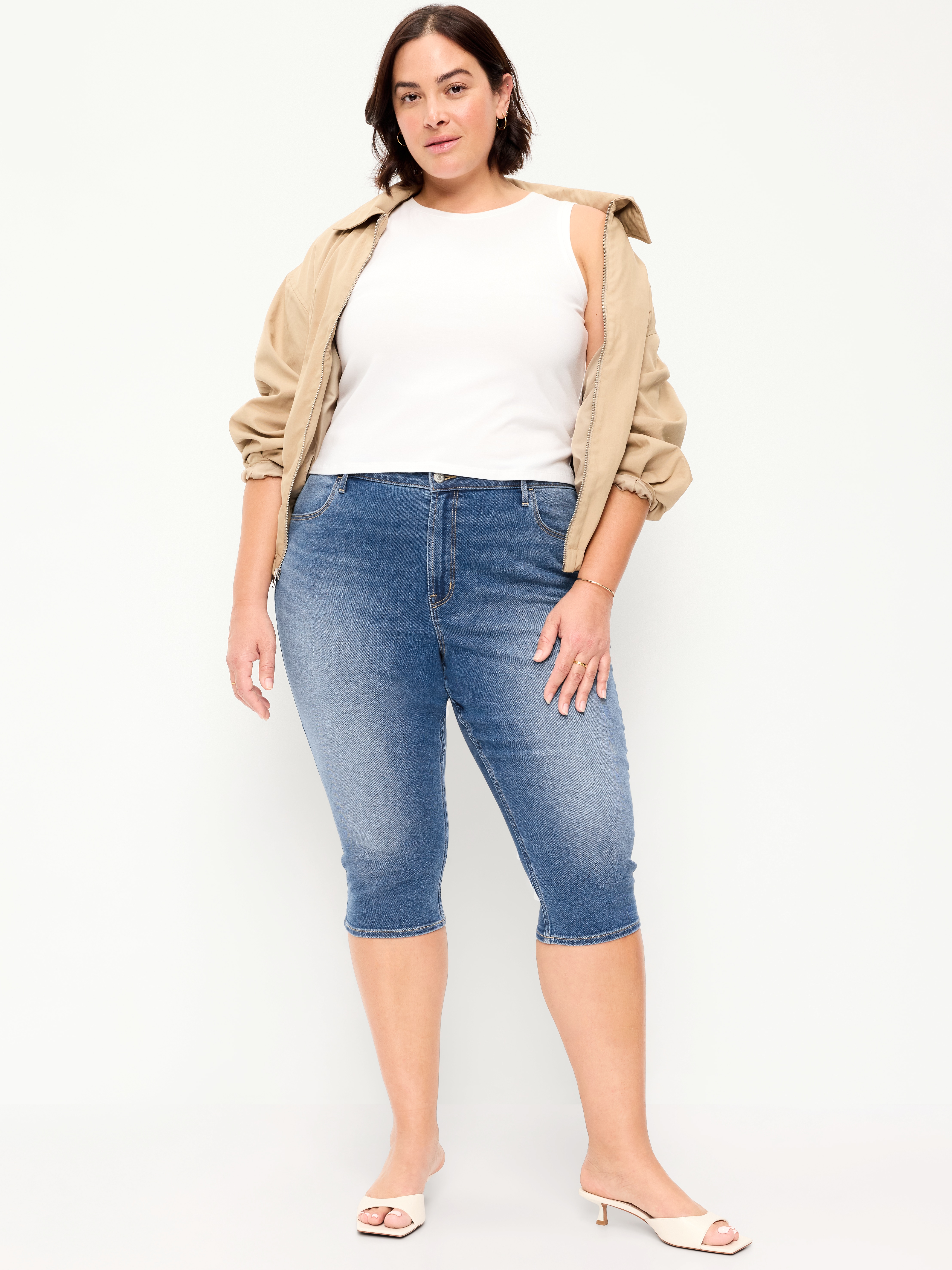 High-Waisted Wow Capri Jeans - Medium Blue Wash - 8