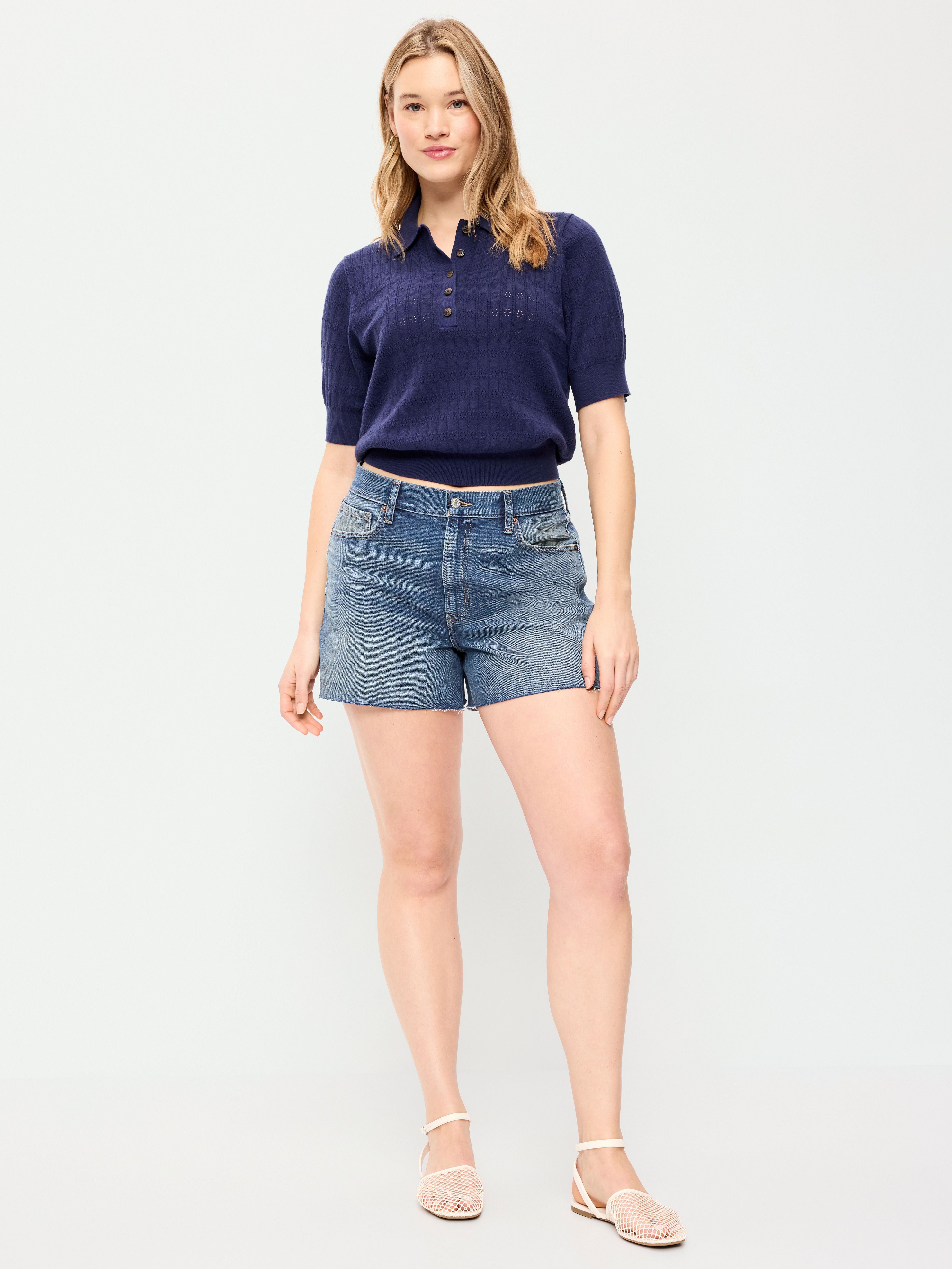 High-Waisted OG Cut-Off Jean Shorts -- 4-inch inseam - Medium Wash - 4