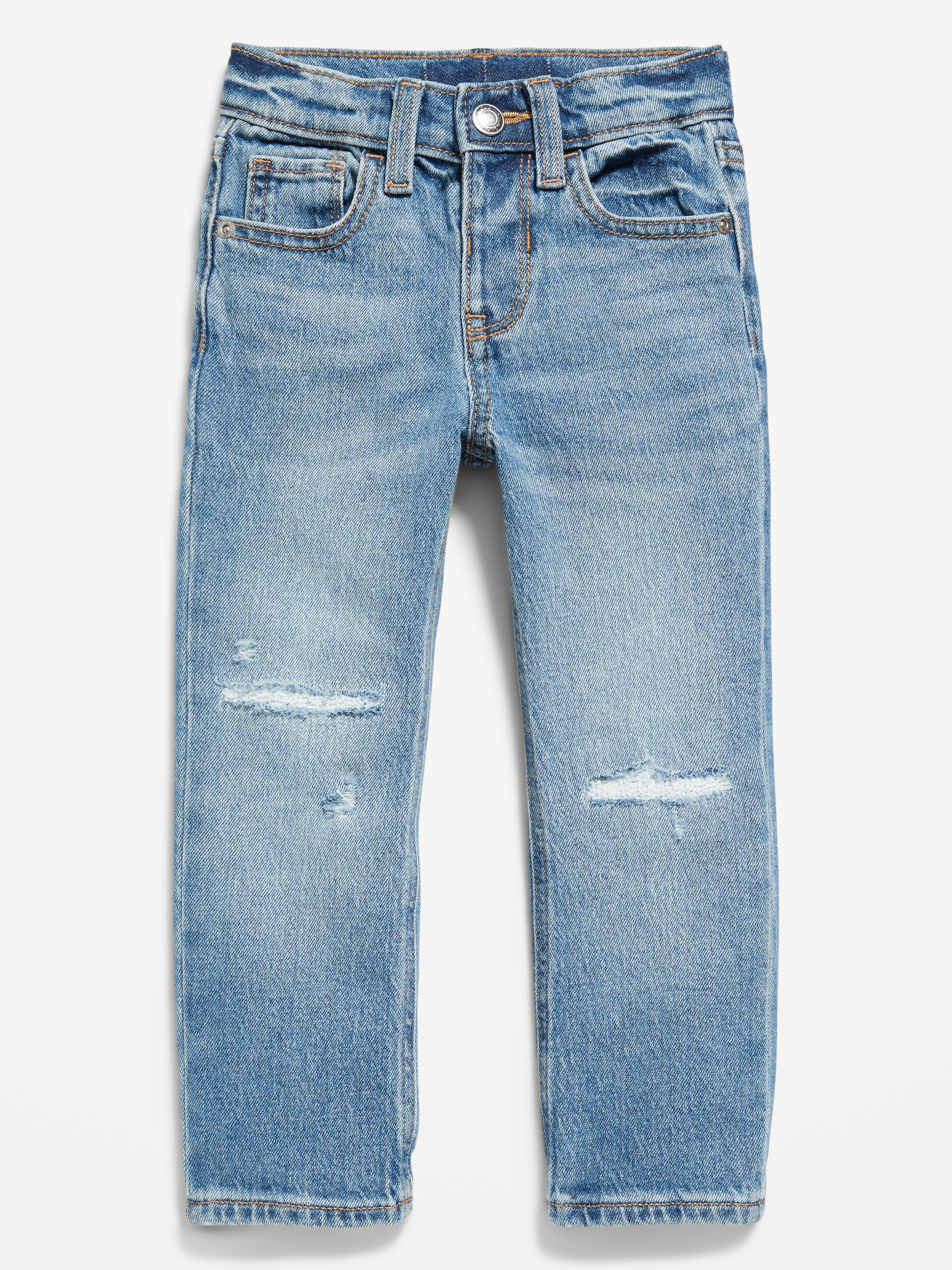 Straight-Leg Built-In Flex Jeans for Toddler Boys - Light Wash (Rips/Tears) - 2