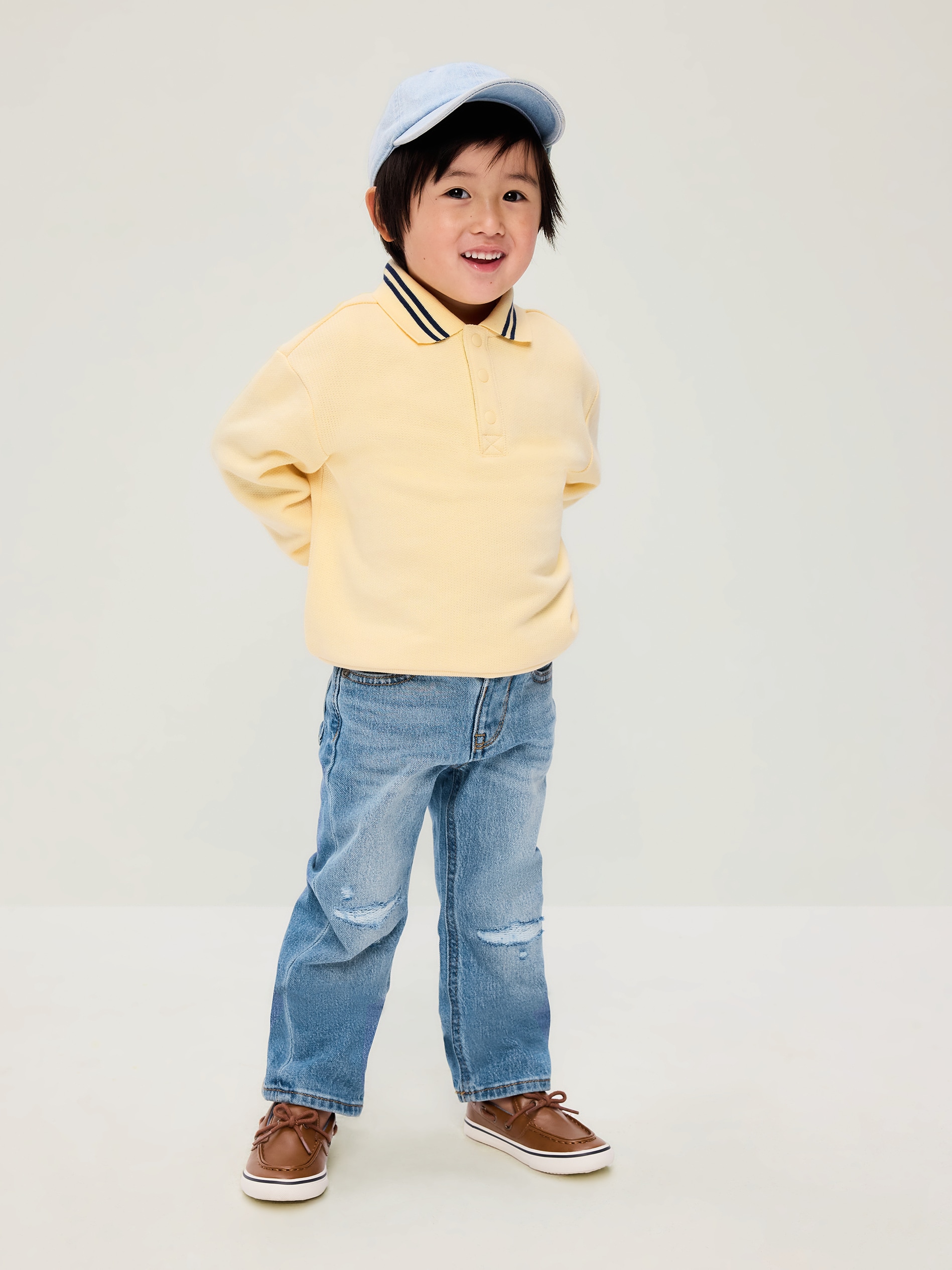 Straight-Leg Built-In Flex Jeans for Toddler Boys - Light Wash (Rips/Tears) - 1