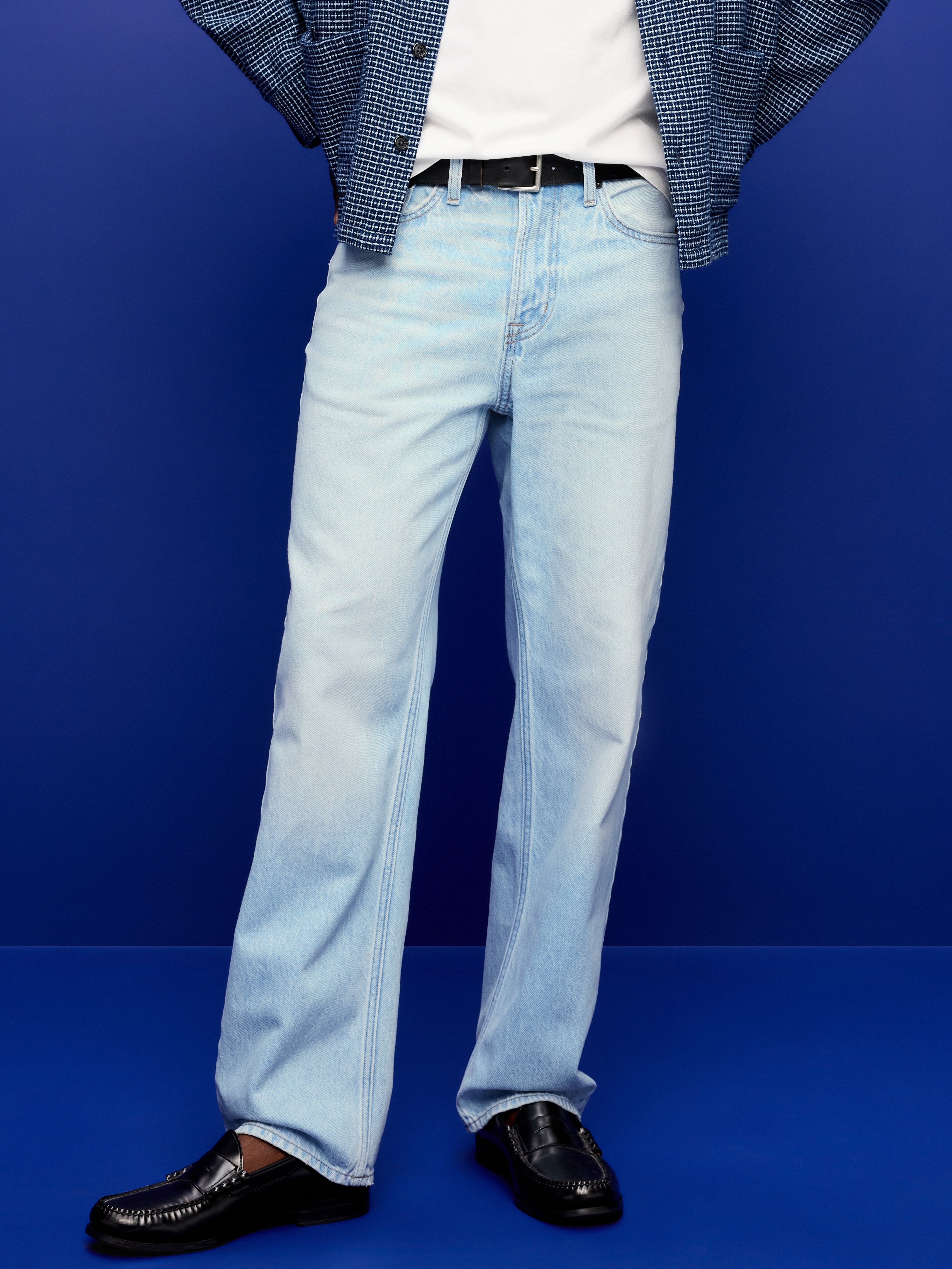 Structured Loose Non-Stretch Jeans - Light Wash - 2