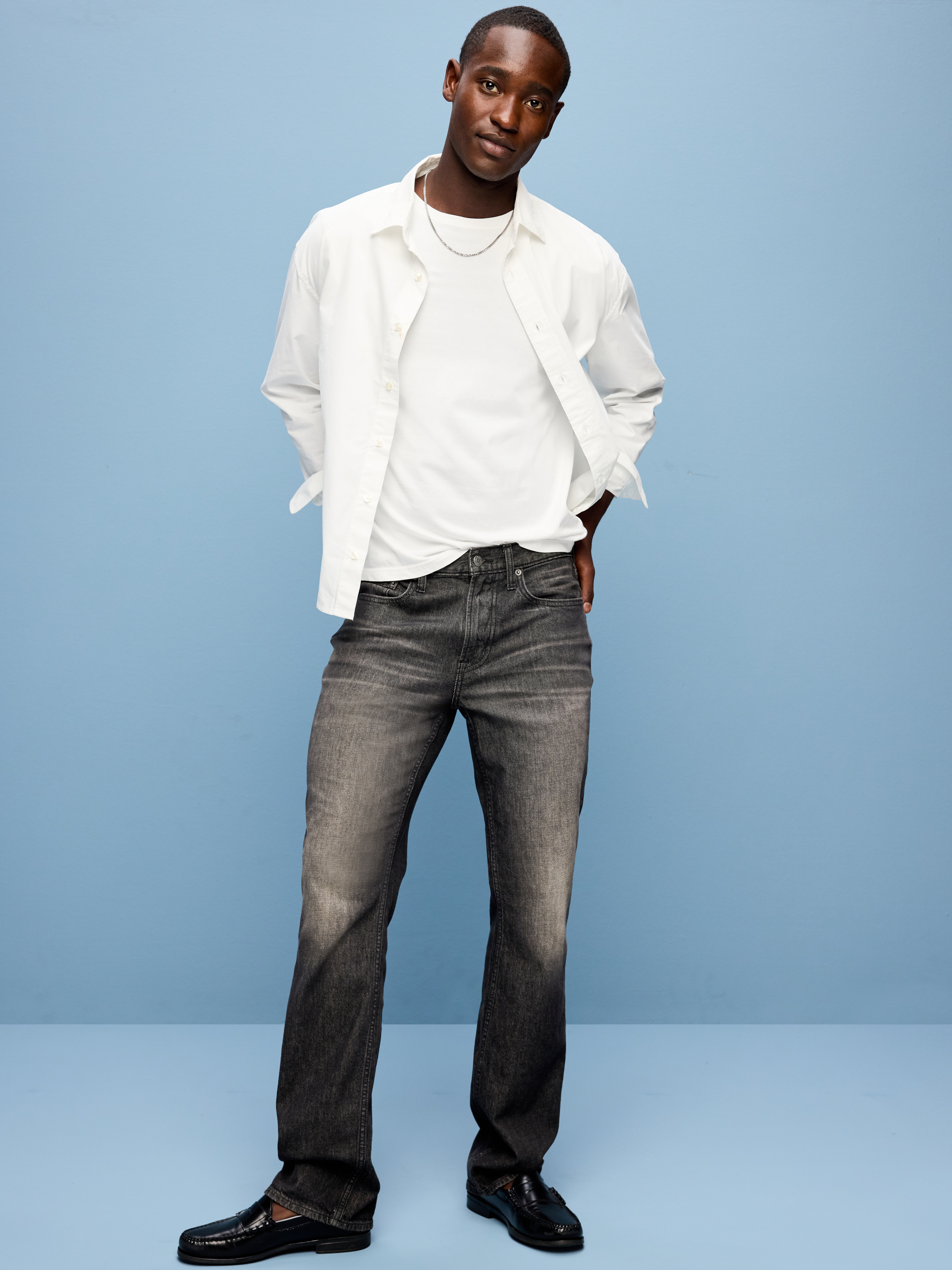 Boot-Cut Built-In Flex Jeans - Washed Black - 1
