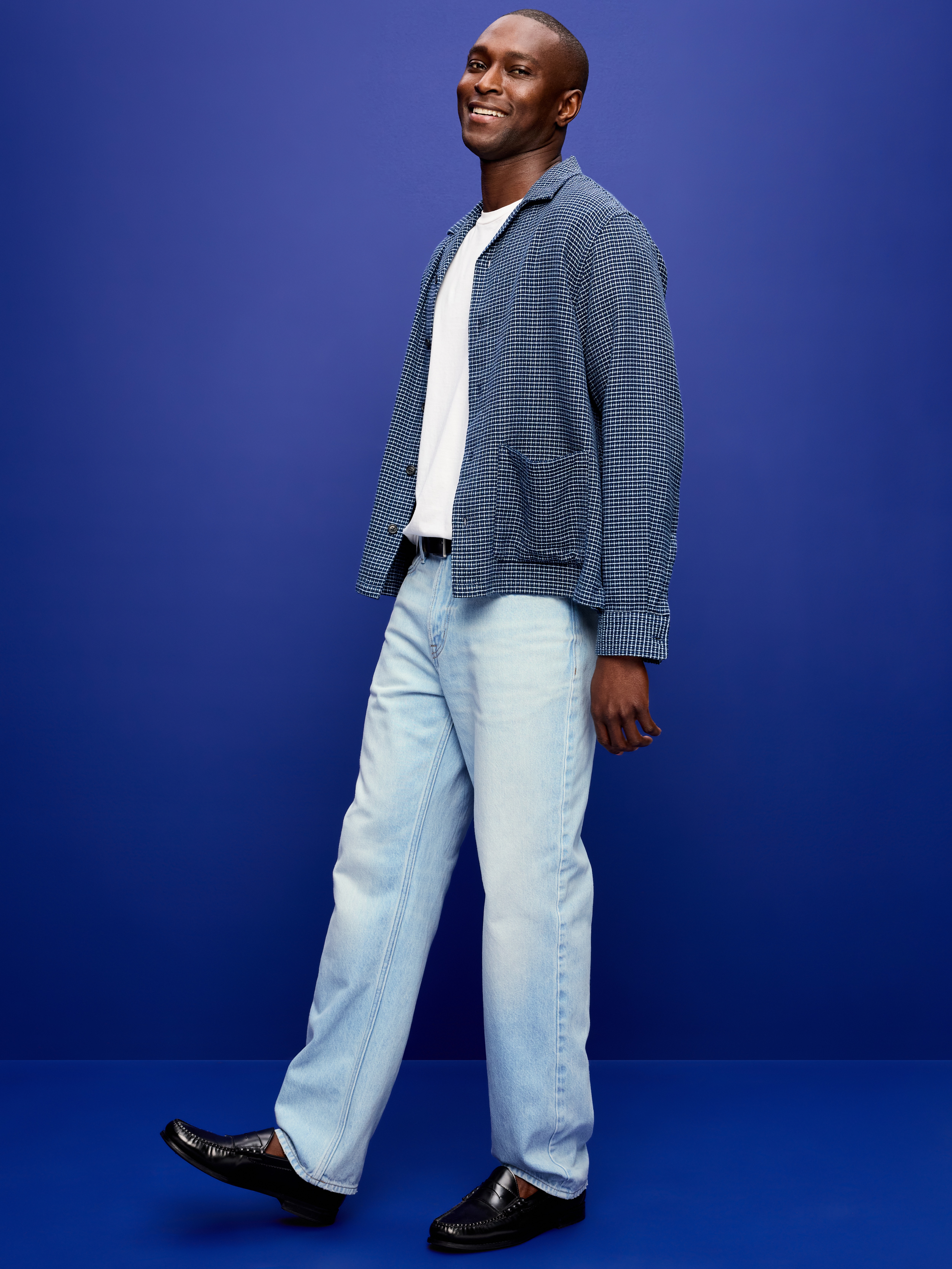 Structured Loose Non-Stretch Jeans - Light Wash - 1