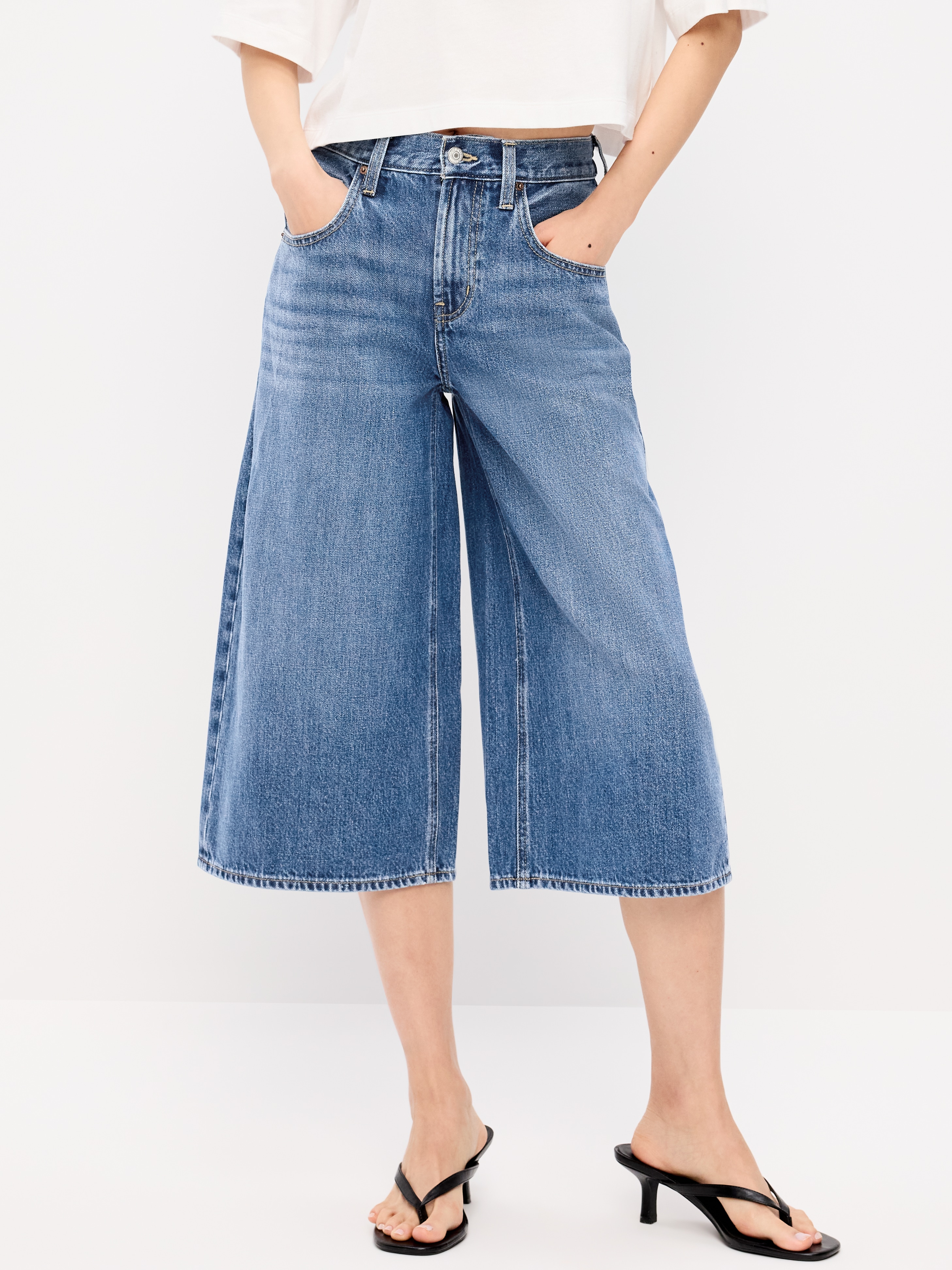 Mid-Rise Baggy Culottes - Medium Wash - 2