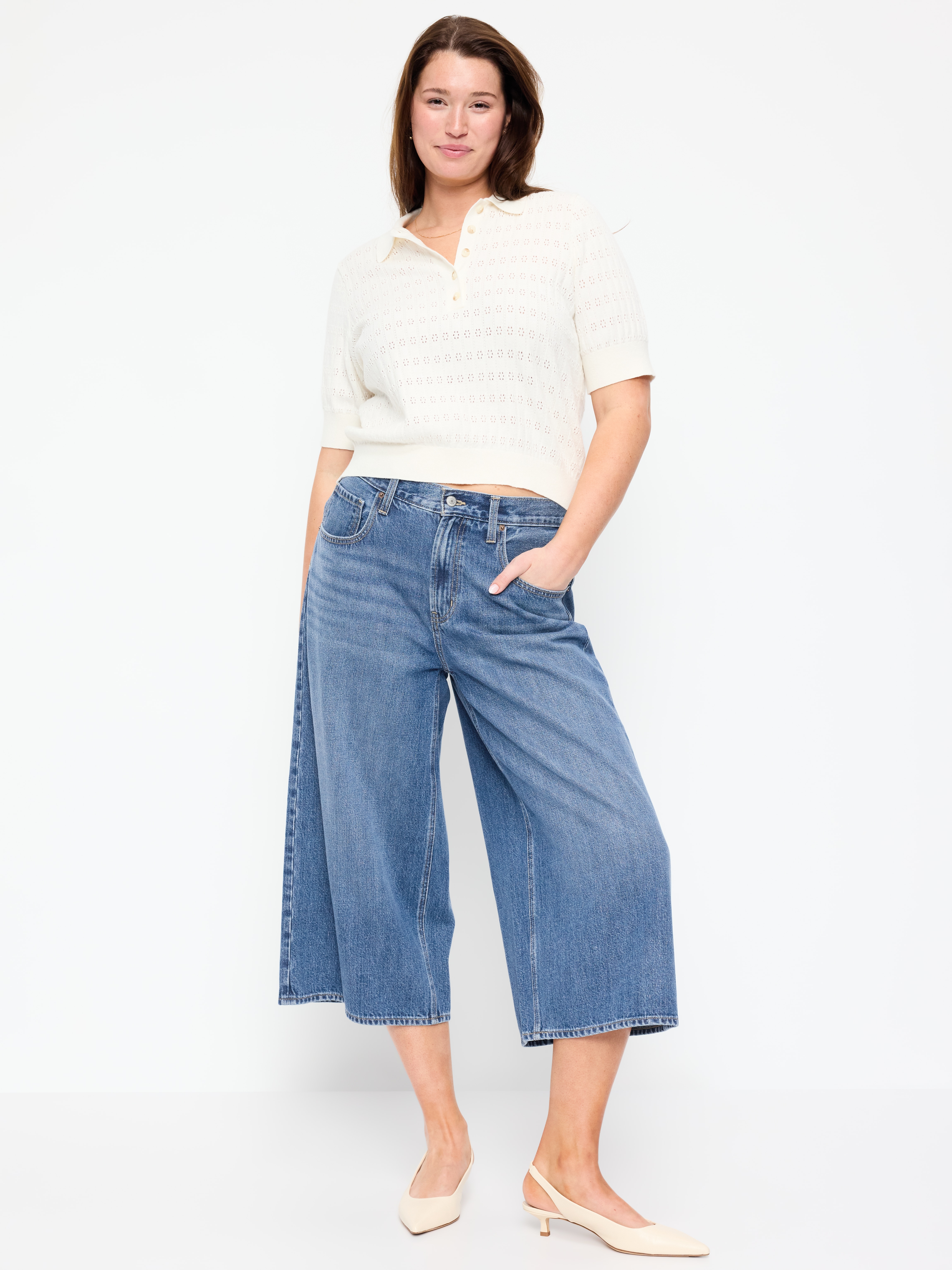 Mid-Rise Baggy Culottes - Medium Wash - 6