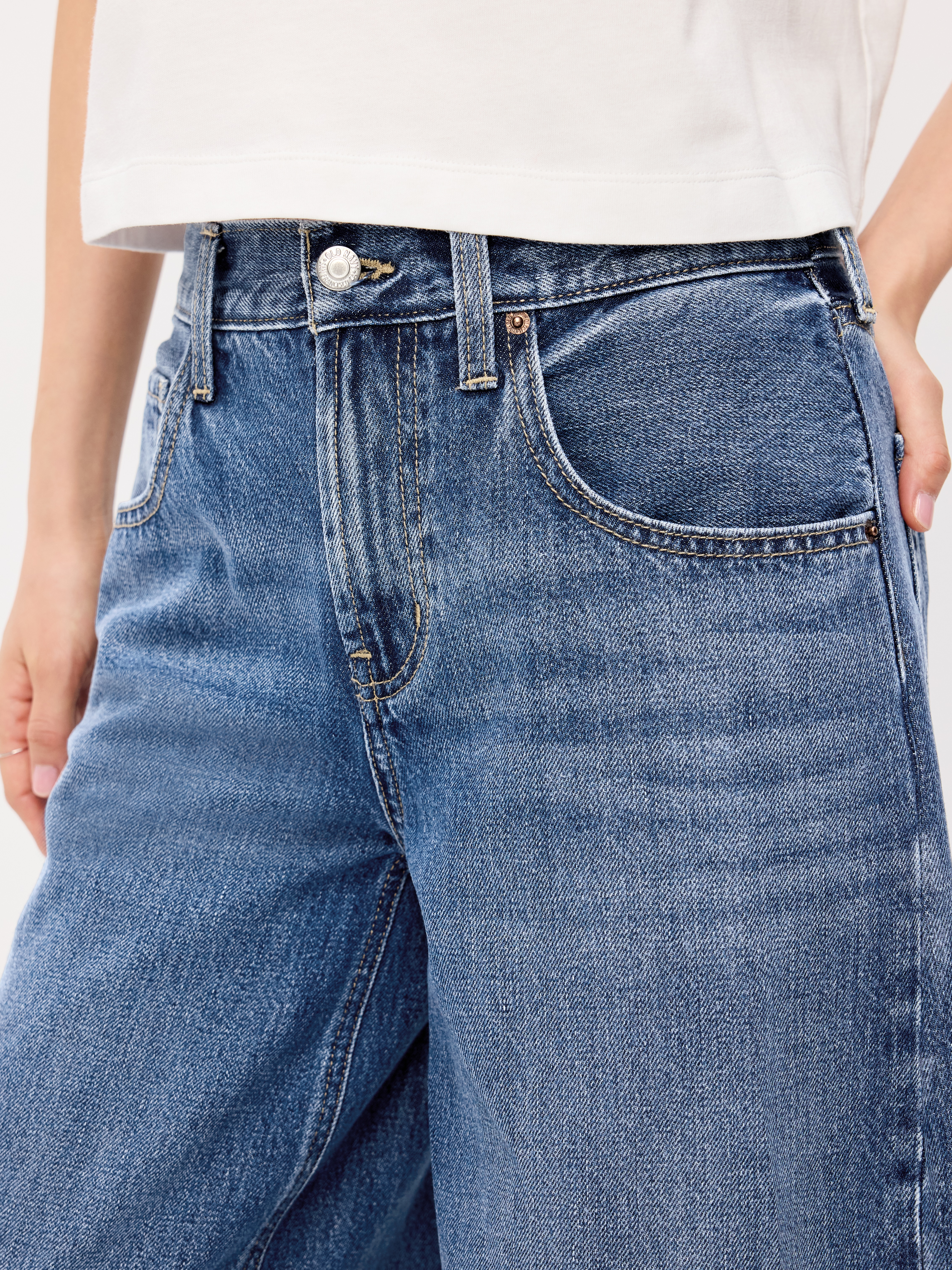 Mid-Rise Baggy Culottes - Medium Wash - 4