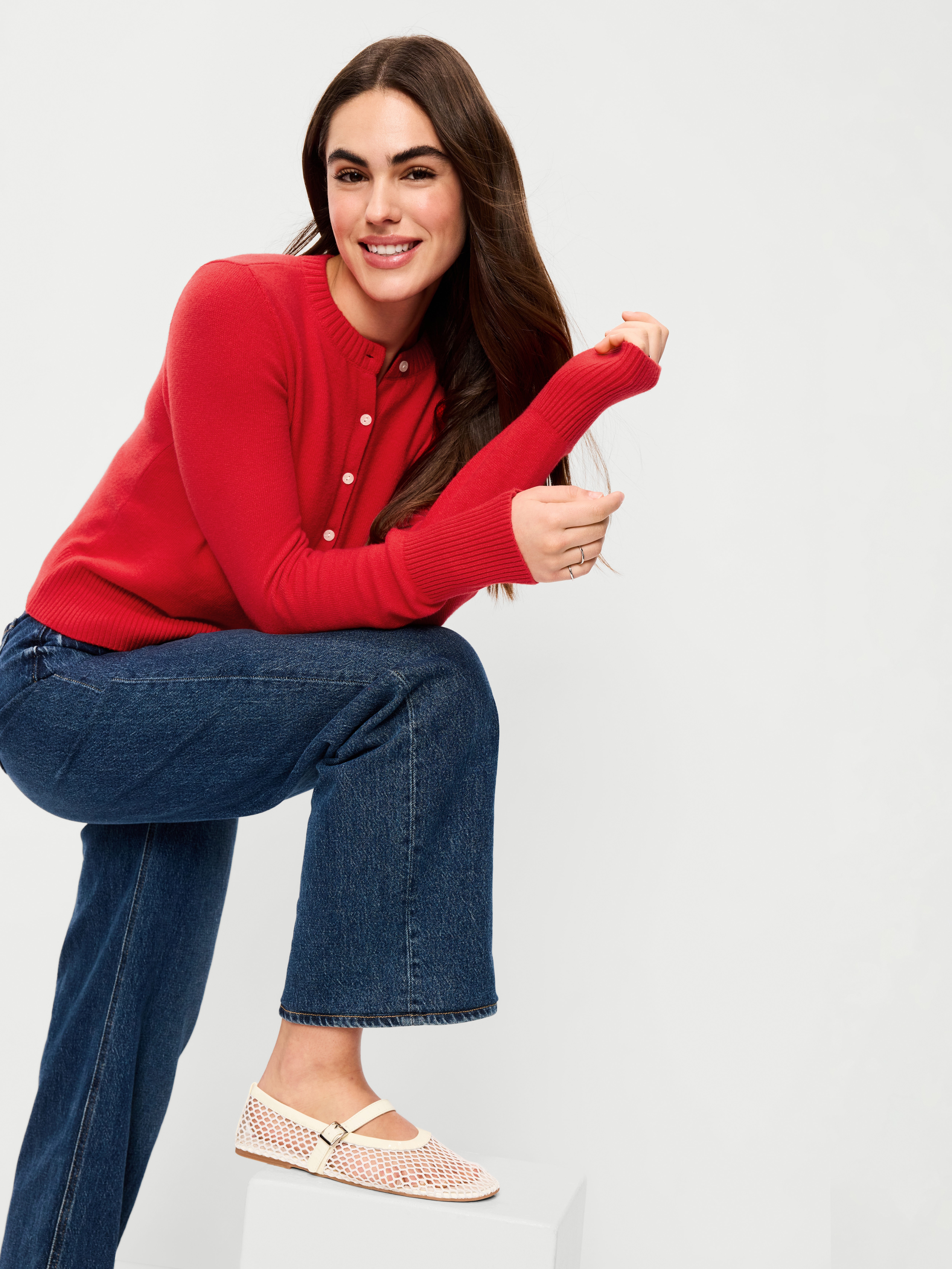 SoSoft Cropped Crew-Neck Cardigan - Scotty Red - 3