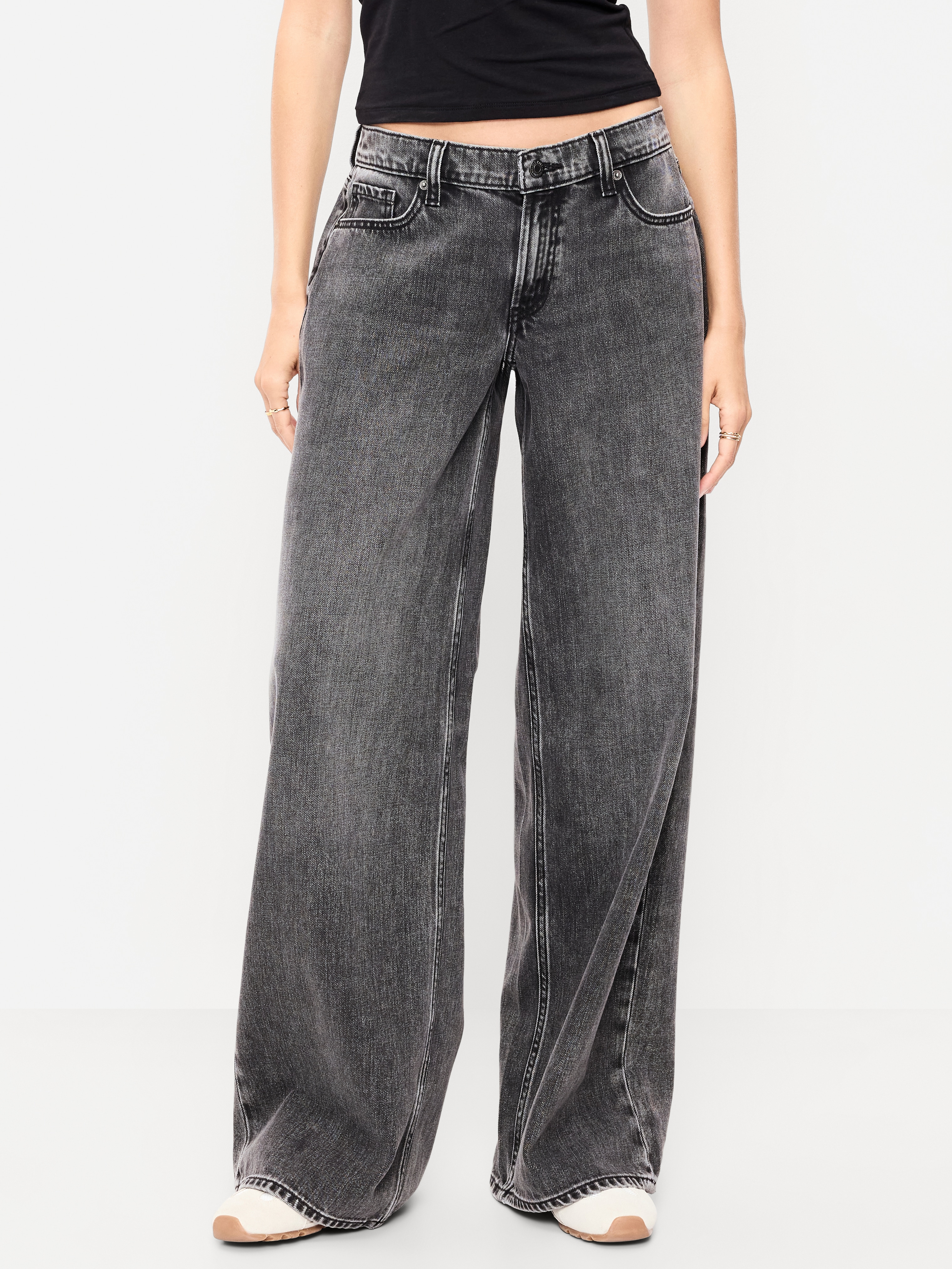 Low-Rise Baggy Wide-Leg Jeans - Pebble - 2