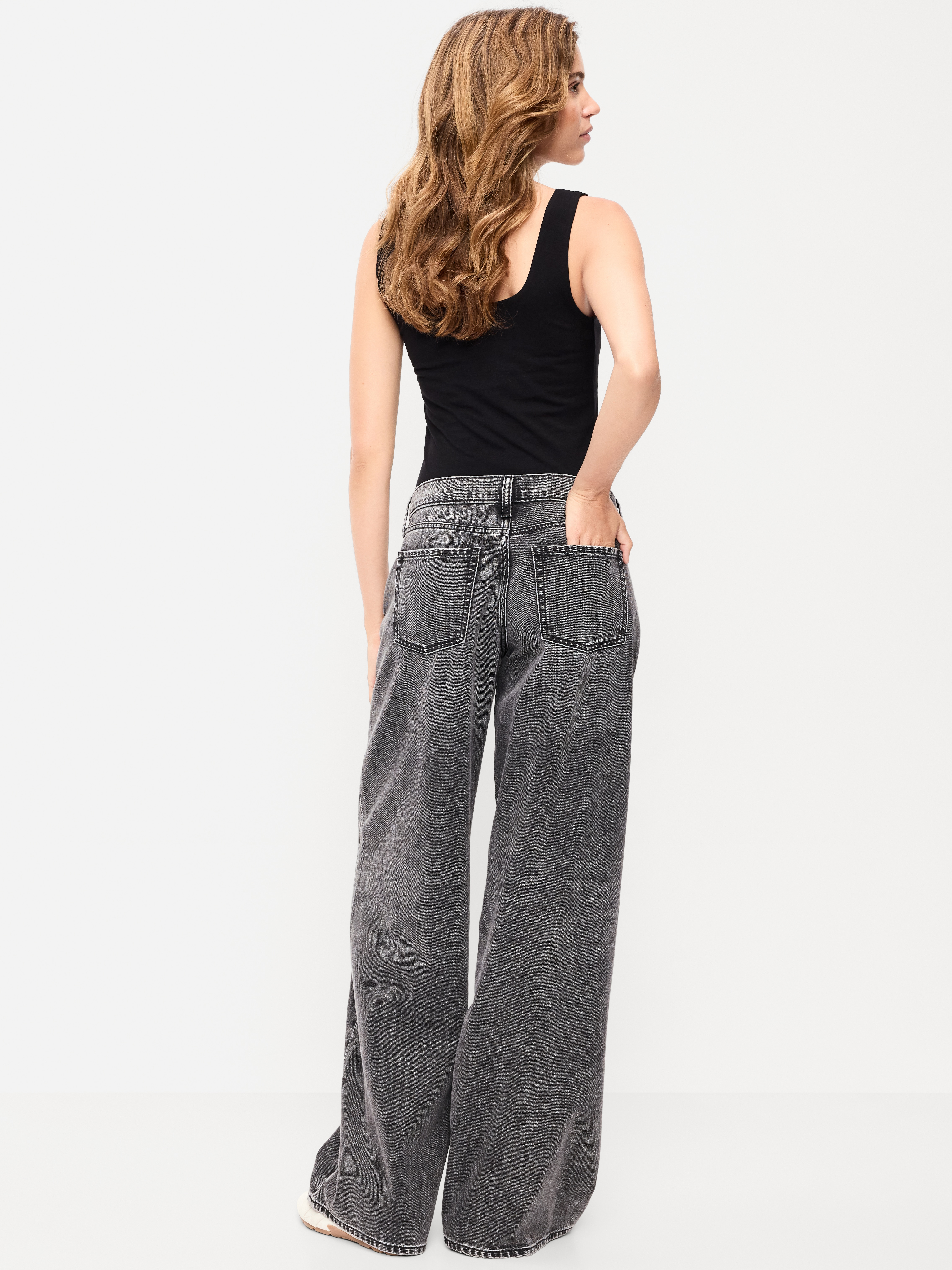 Low-Rise Baggy Wide-Leg Jeans - Pebble - 3