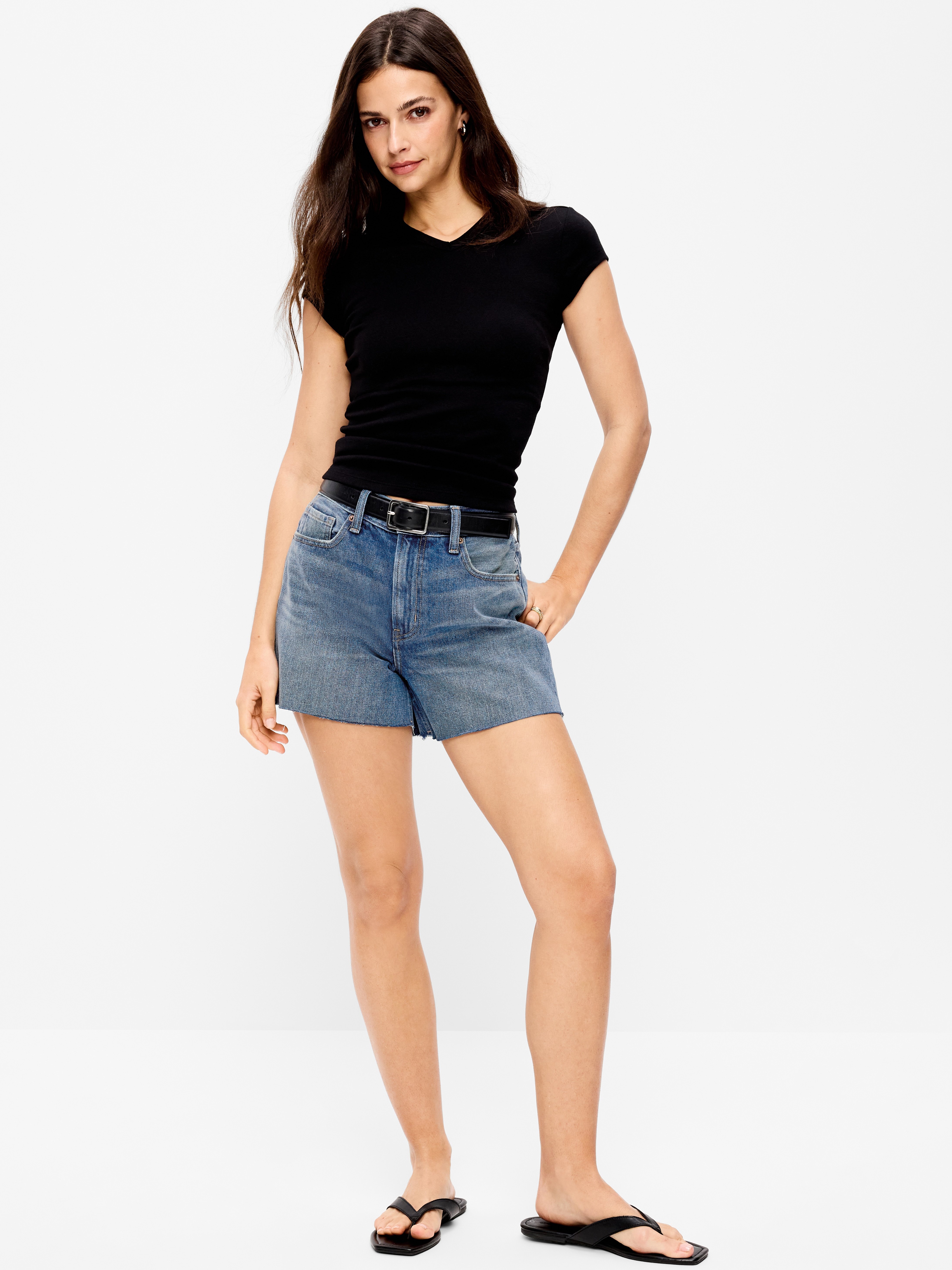 High-Waisted OG Cut-Off Jean Shorts -- 4-inch inseam - Medium Wash - 1