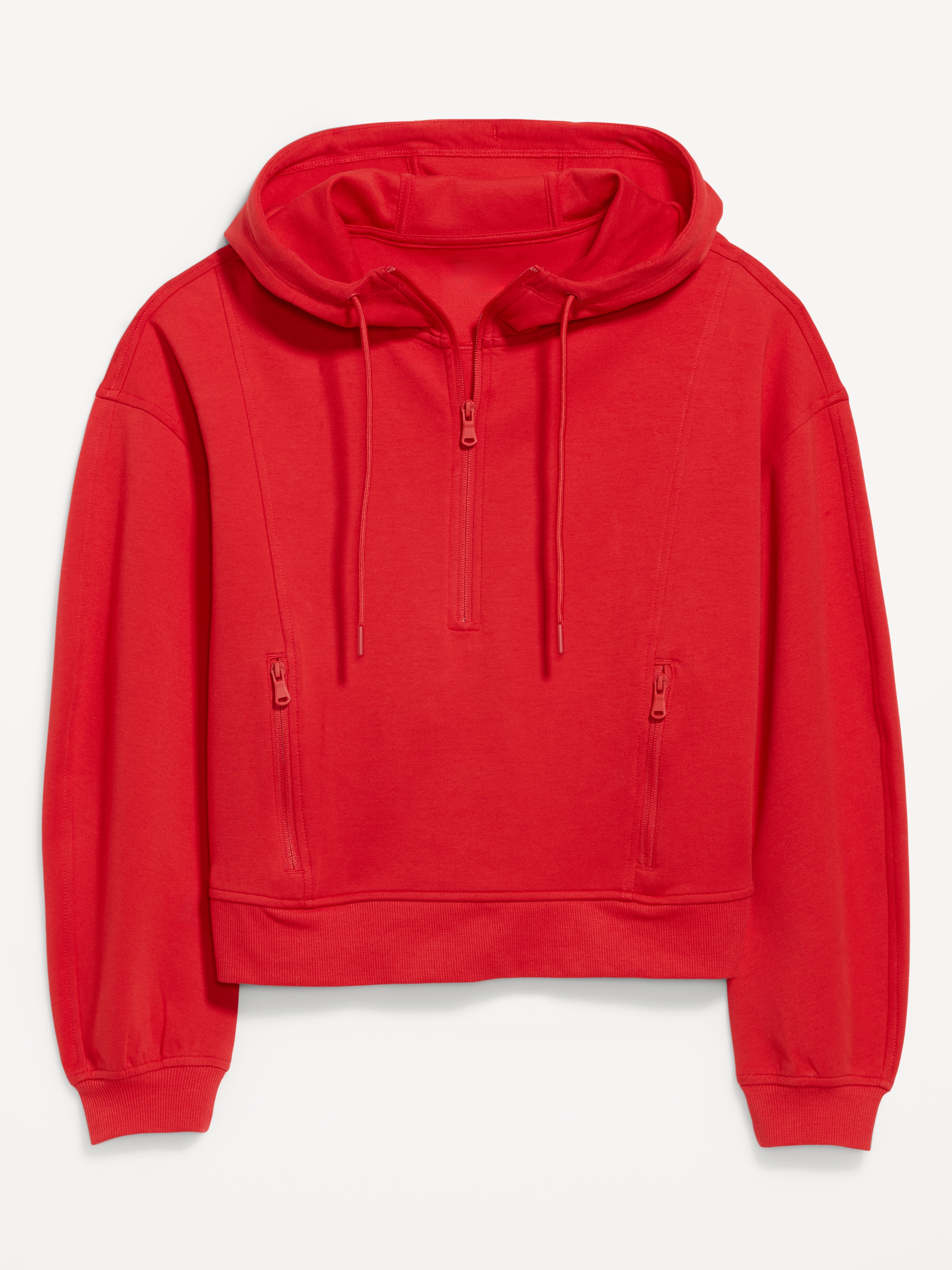 Dynamic Fleece Half-Zip Hoodie Sweatshirt - Bold Red - 5