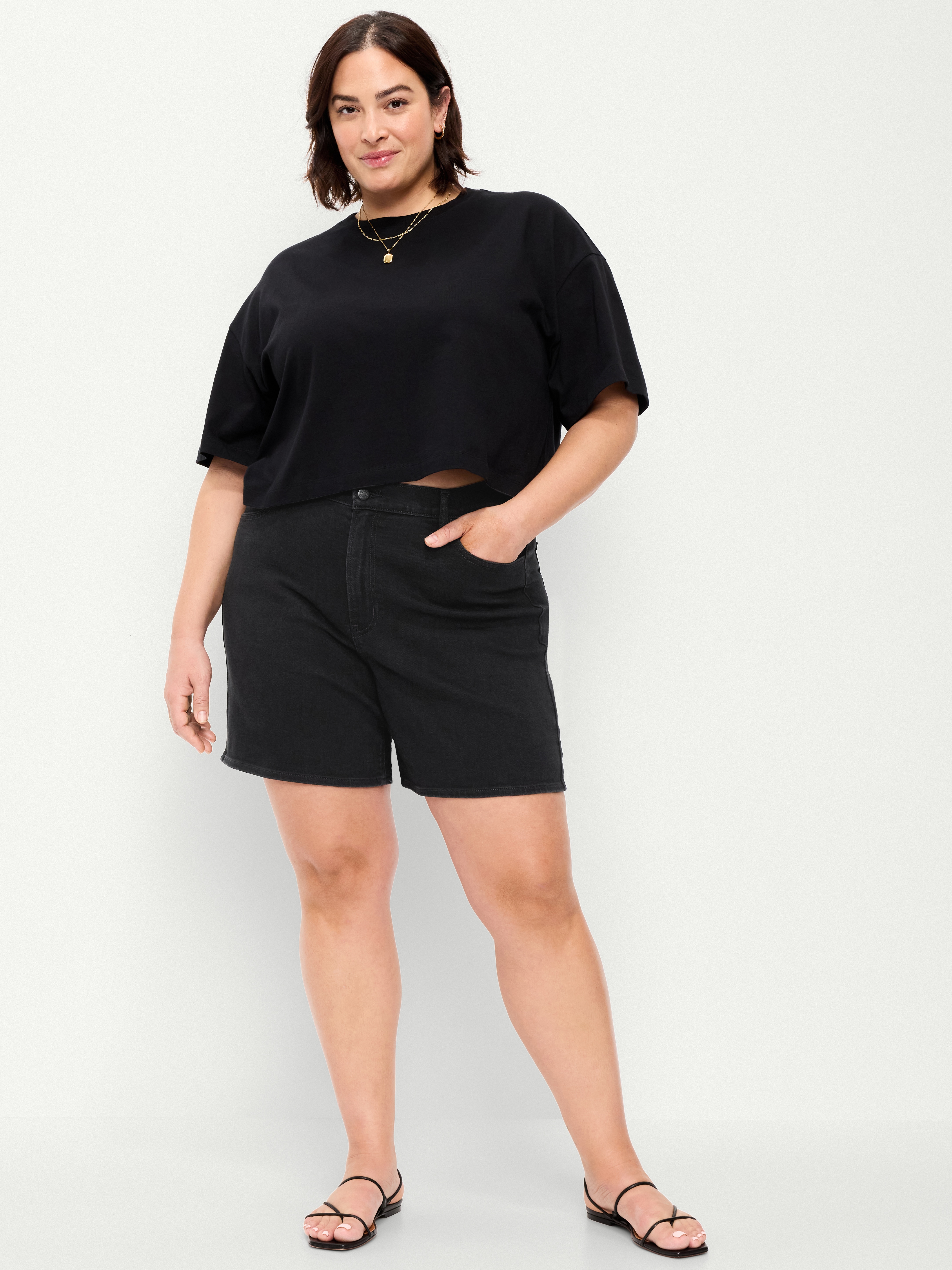 High-Waisted Wow Jean Shorts -- 7-inch inseam - Black Jack - 7