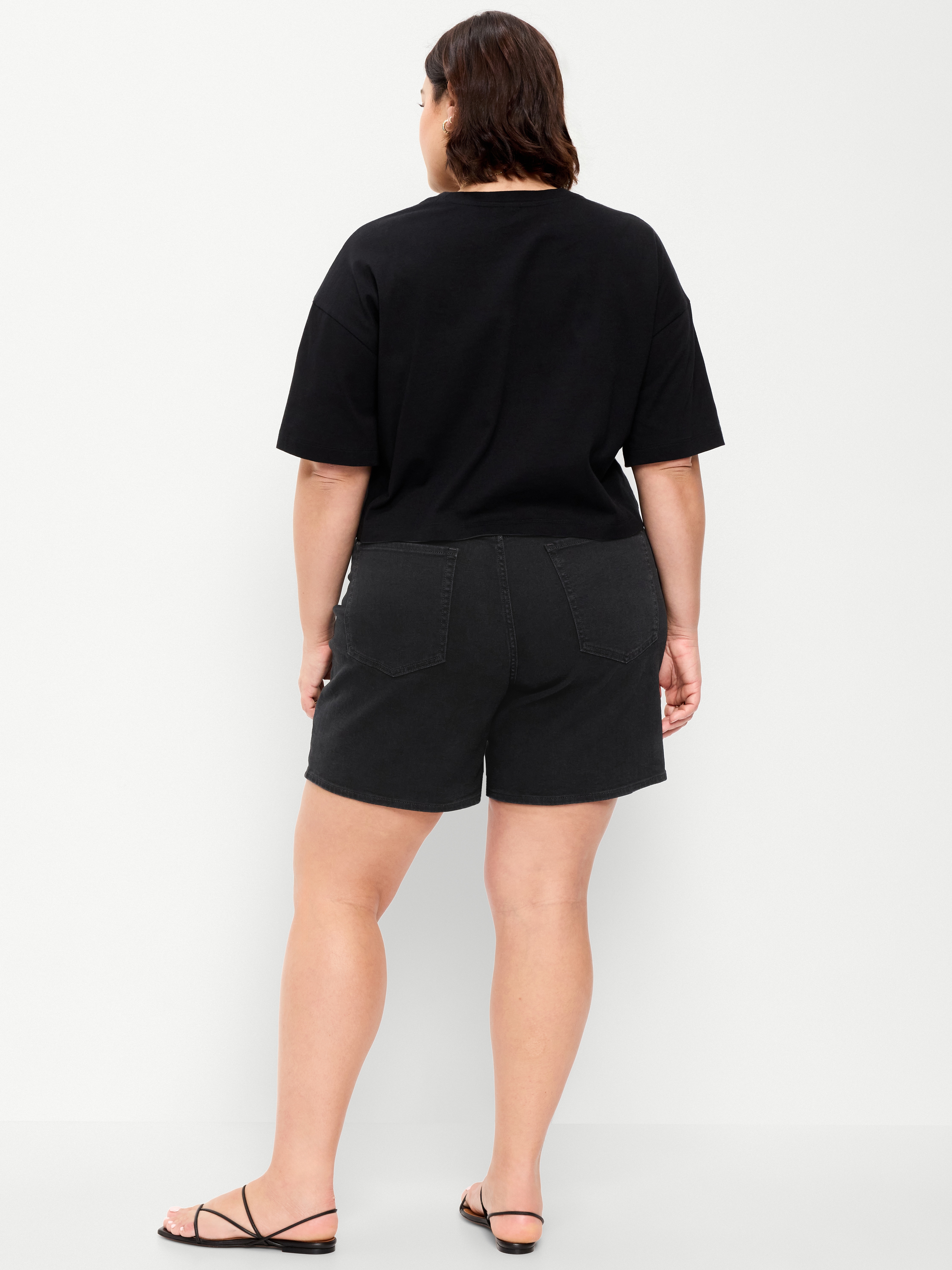 High-Waisted Wow Jean Shorts -- 7-inch inseam - Black Jack - 8