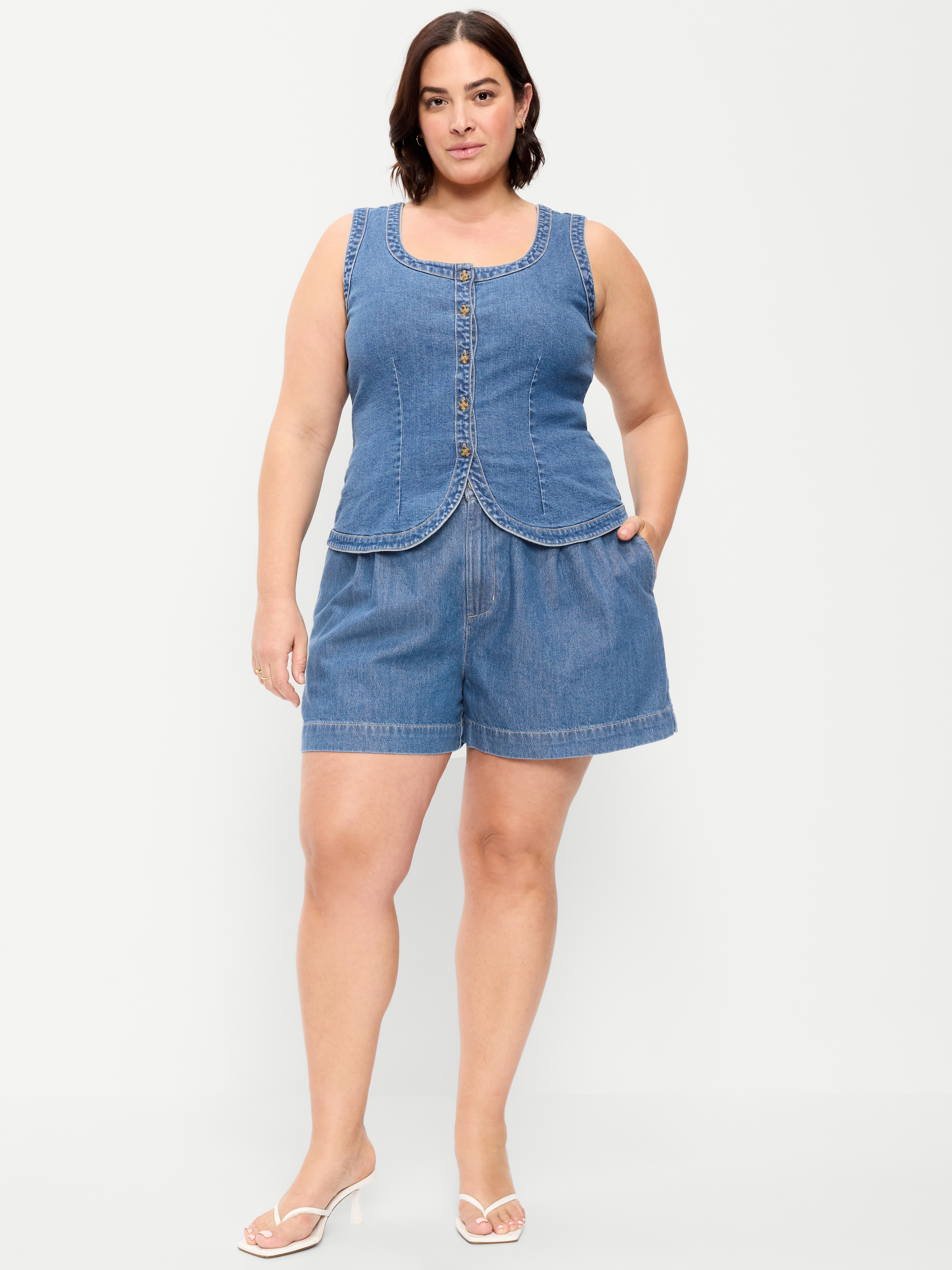 High-Waisted OGC Chino Shorts -- 4-inch inseam - Medium Wash - 7