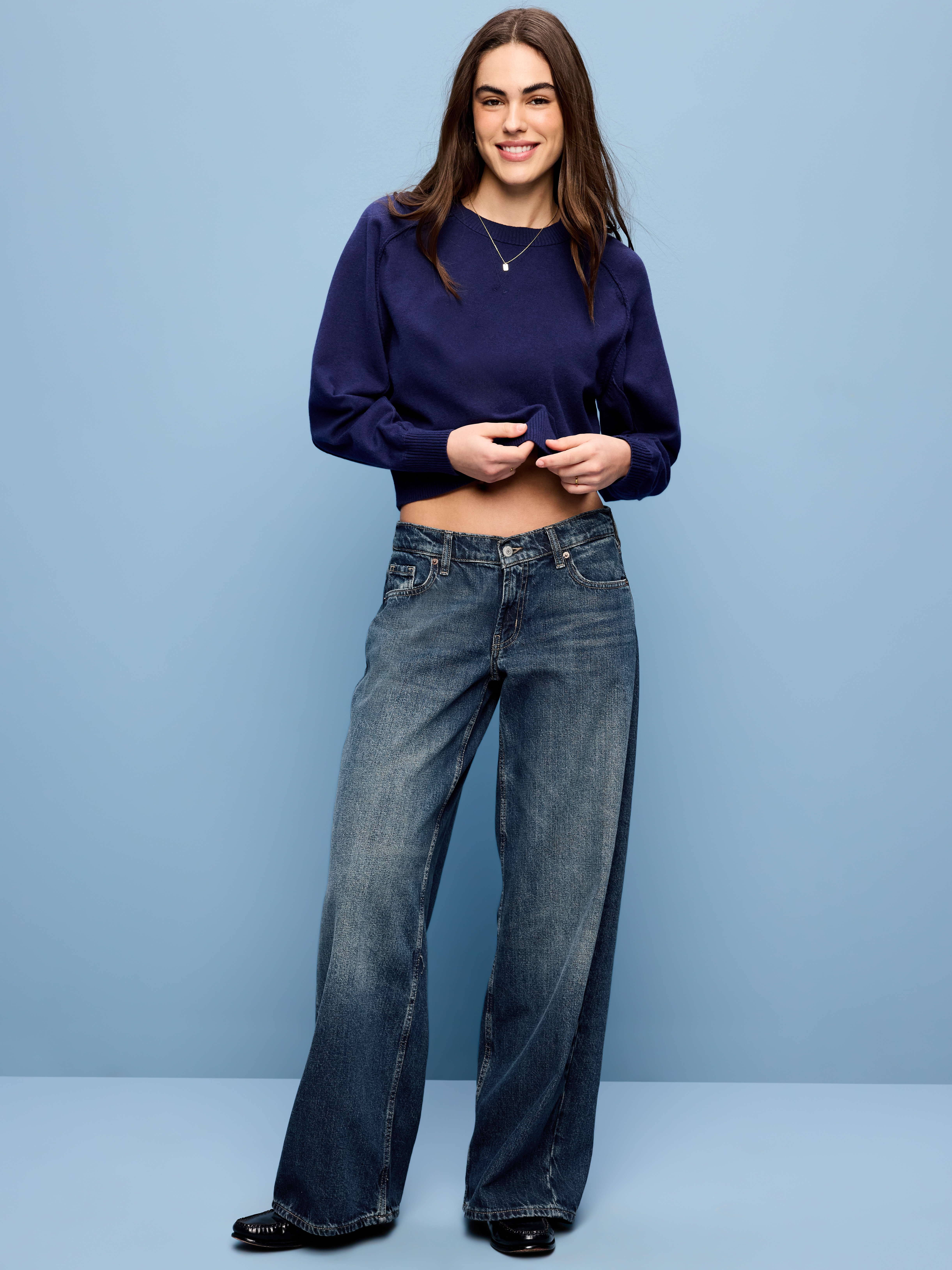 Low-Rise Baggy Wide-Leg Jeans - Flores - 1