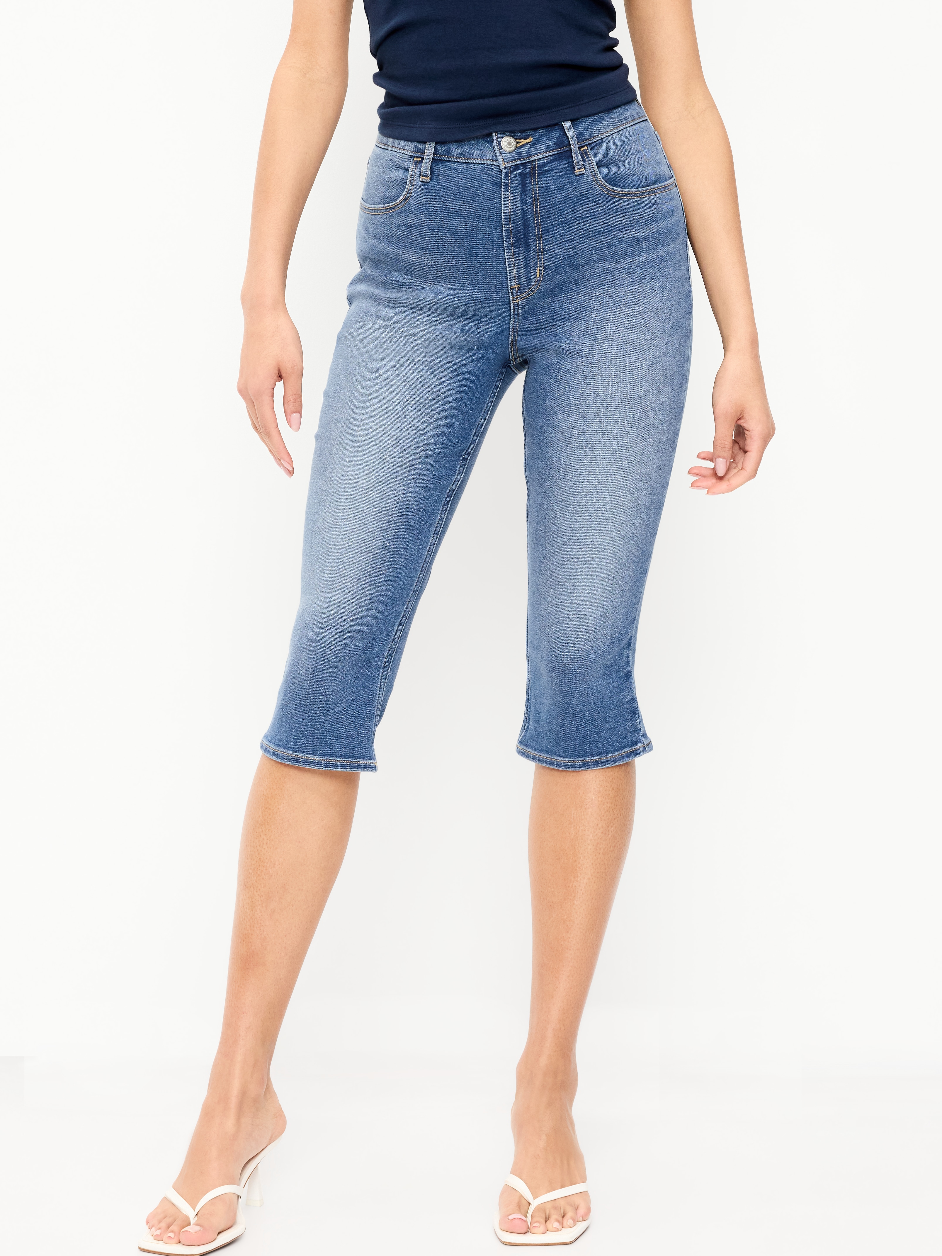 High-Waisted Wow Capri Jeans - Medium Blue Wash - 2