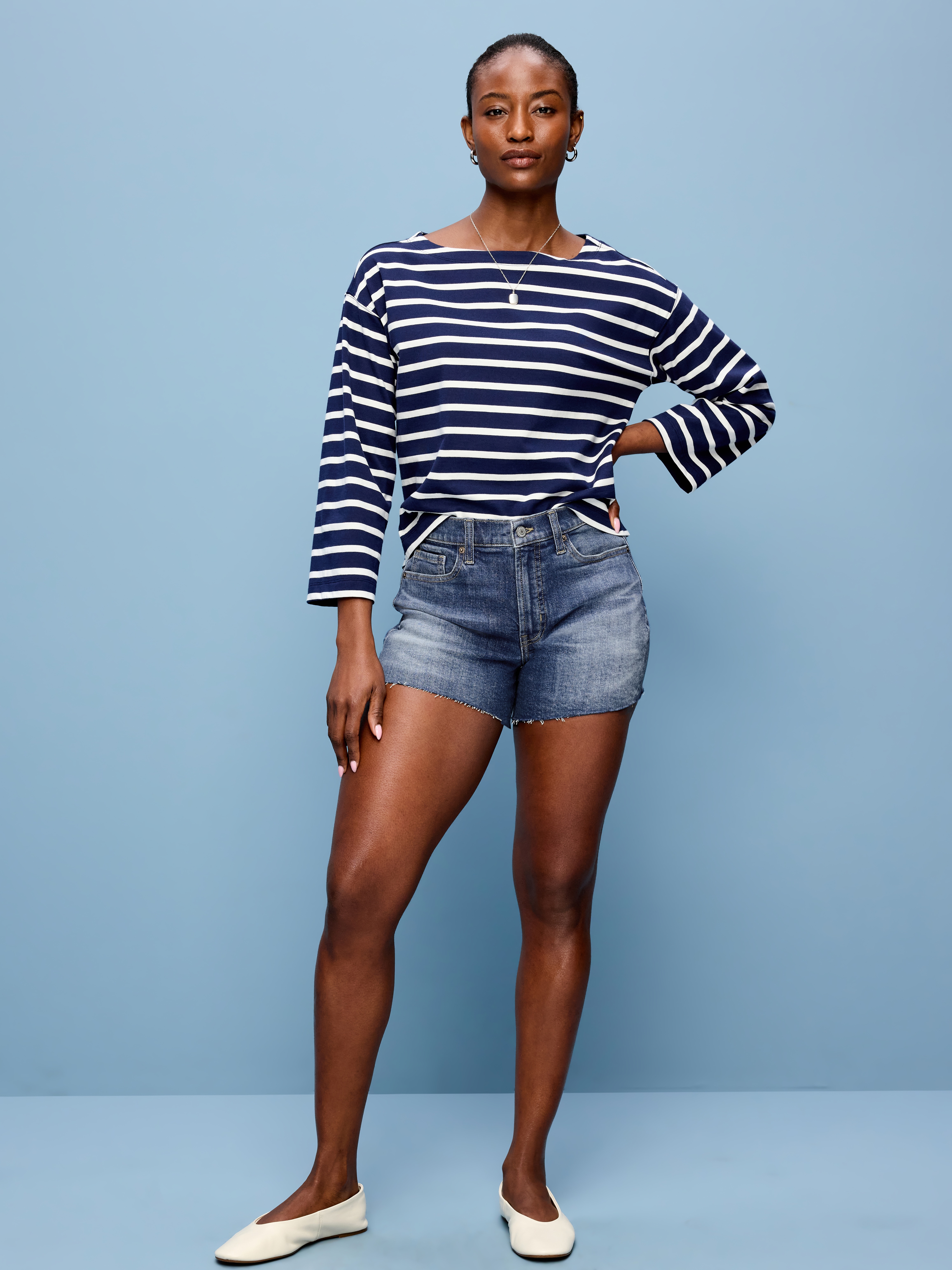 Curvy High-Waisted OG Jean Cut-Off Shorts -- 4-inch inseam - Too Blue - 1