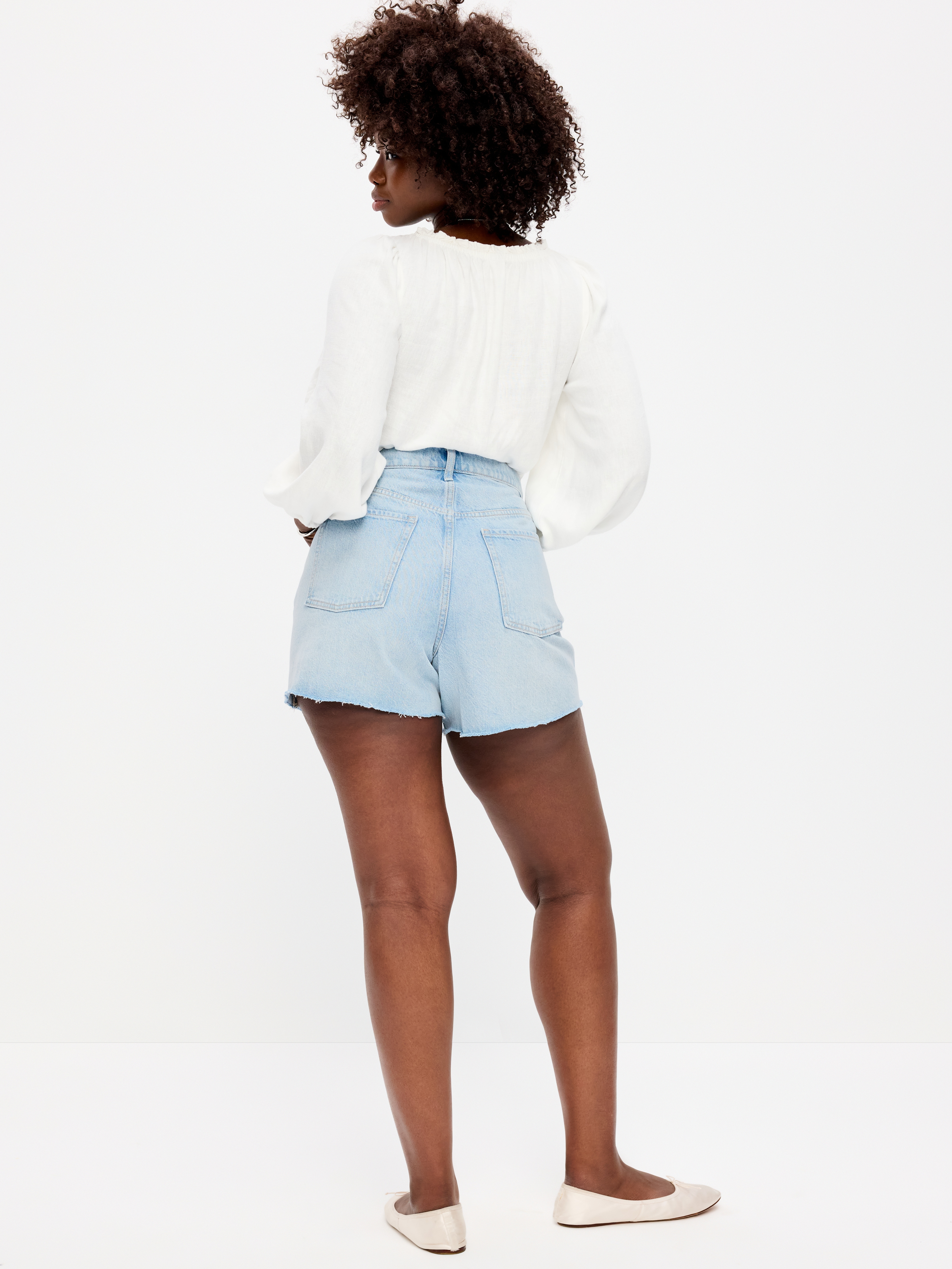 Curvy High-Waisted Baggy Jean Cut-Off Shorts -- 5-inch inseam - Aeriell - 7