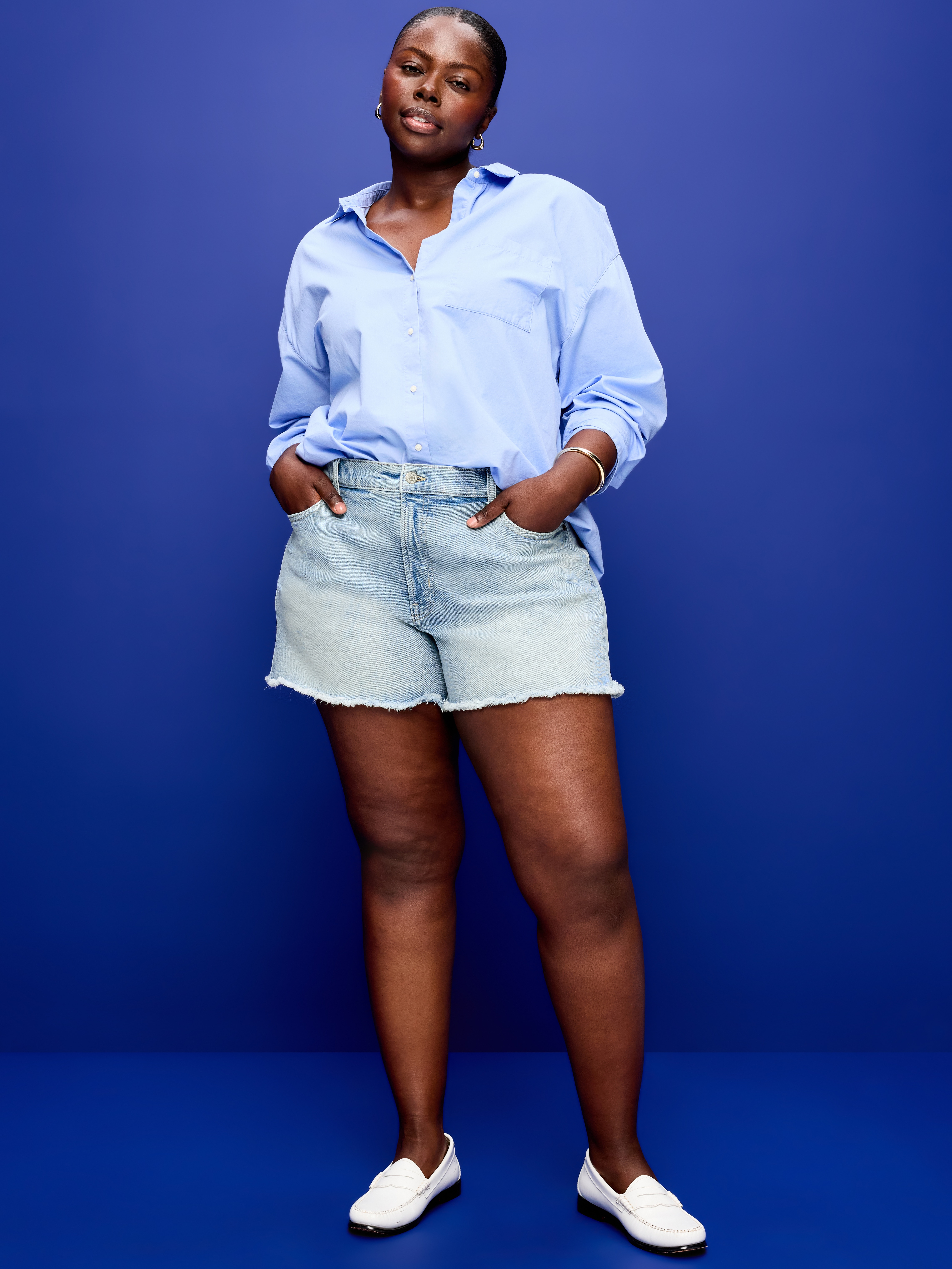 Curvy High-Waisted OG Jean Cut-Off Shorts -- 4-inch inseam - Lightest - 7