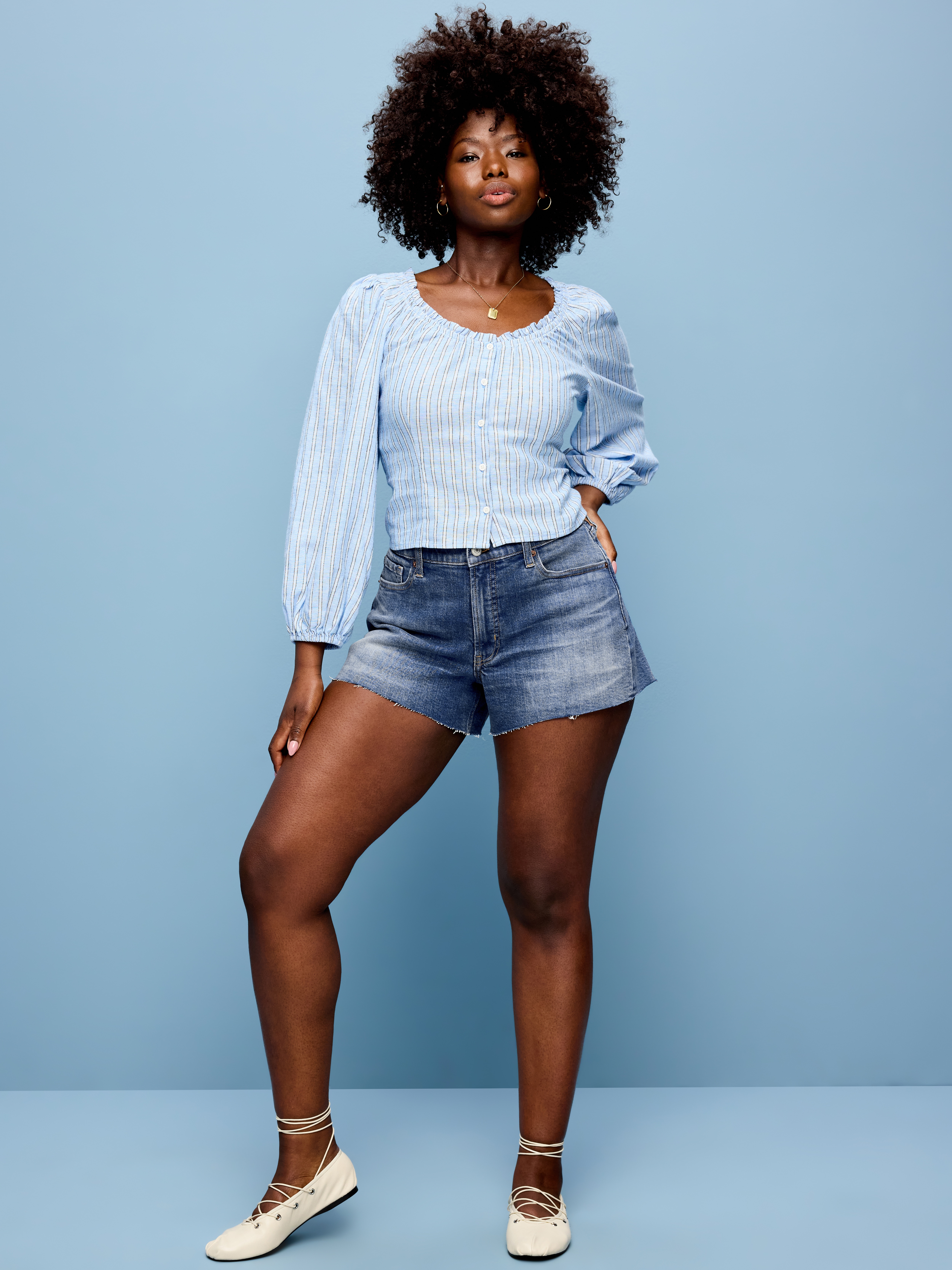 Curvy High-Waisted OG Jean Cut-Off Shorts -- 4-inch inseam - Too Blue - 4