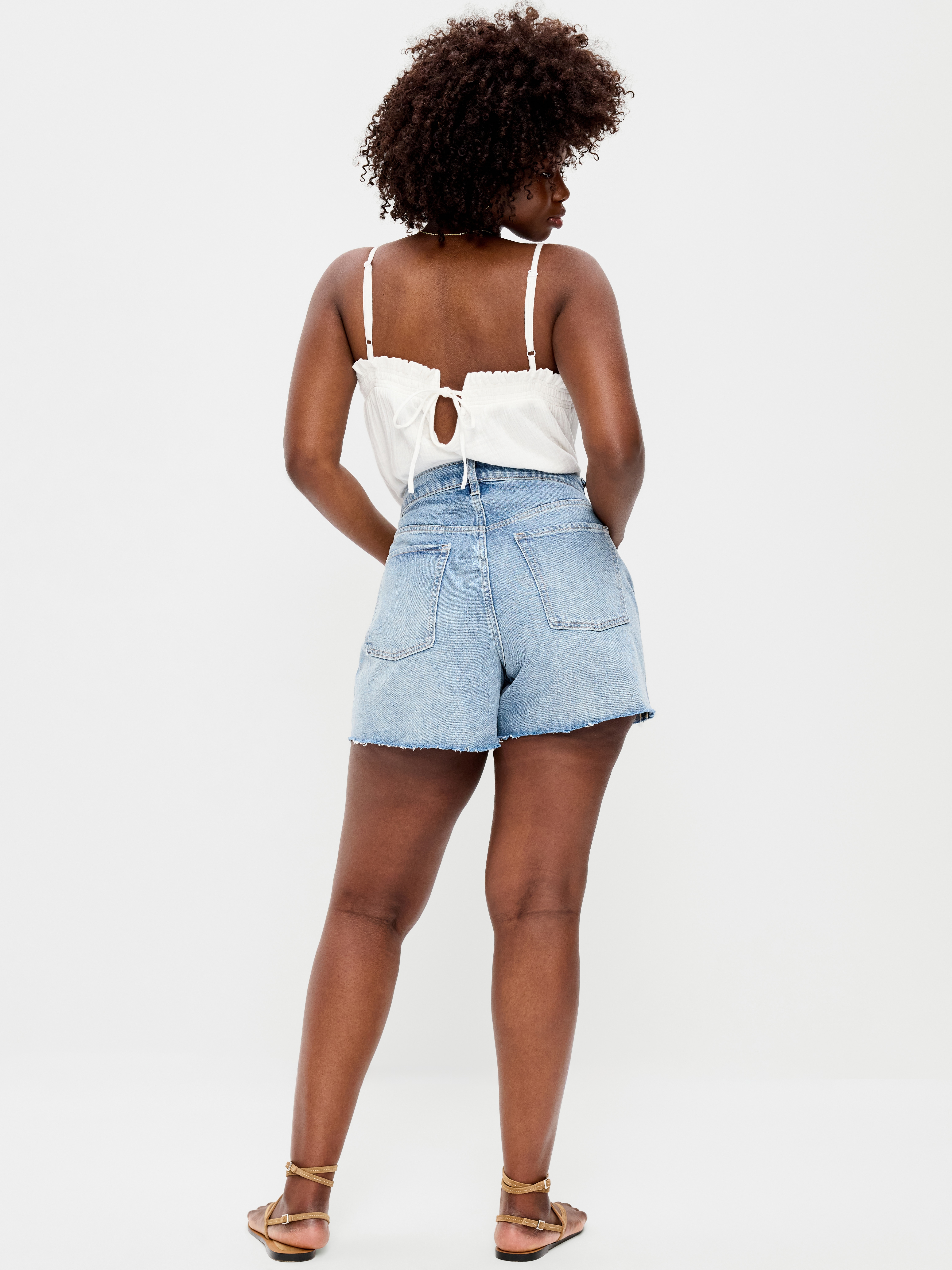 Curvy High-Waisted Baggy Jean Cut-Off Shorts -- 5-inch inseam - Riley Repair - 5