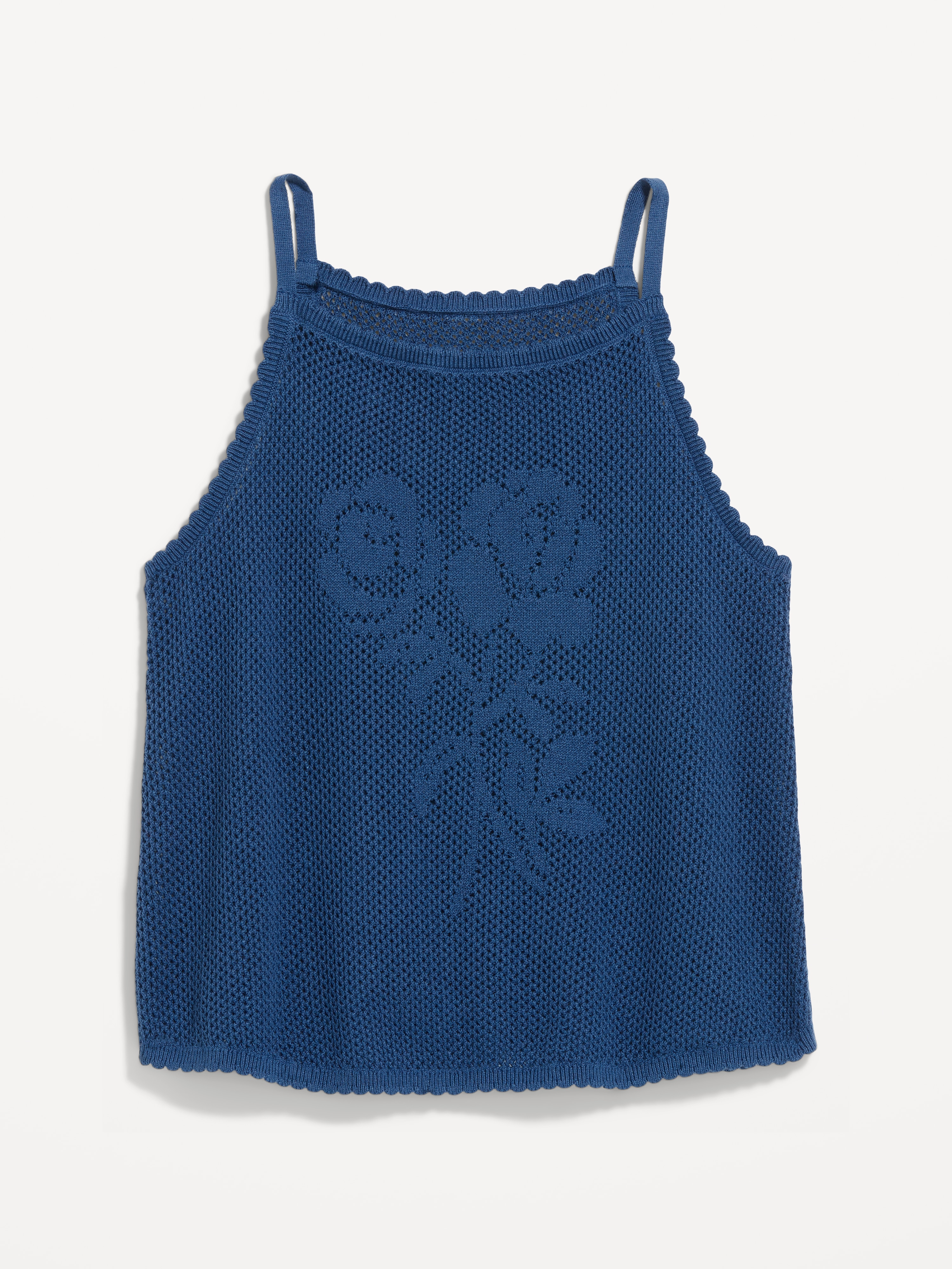Seaside Cotton Open-Weave Apron Tank Top - Pacific Blue - 4