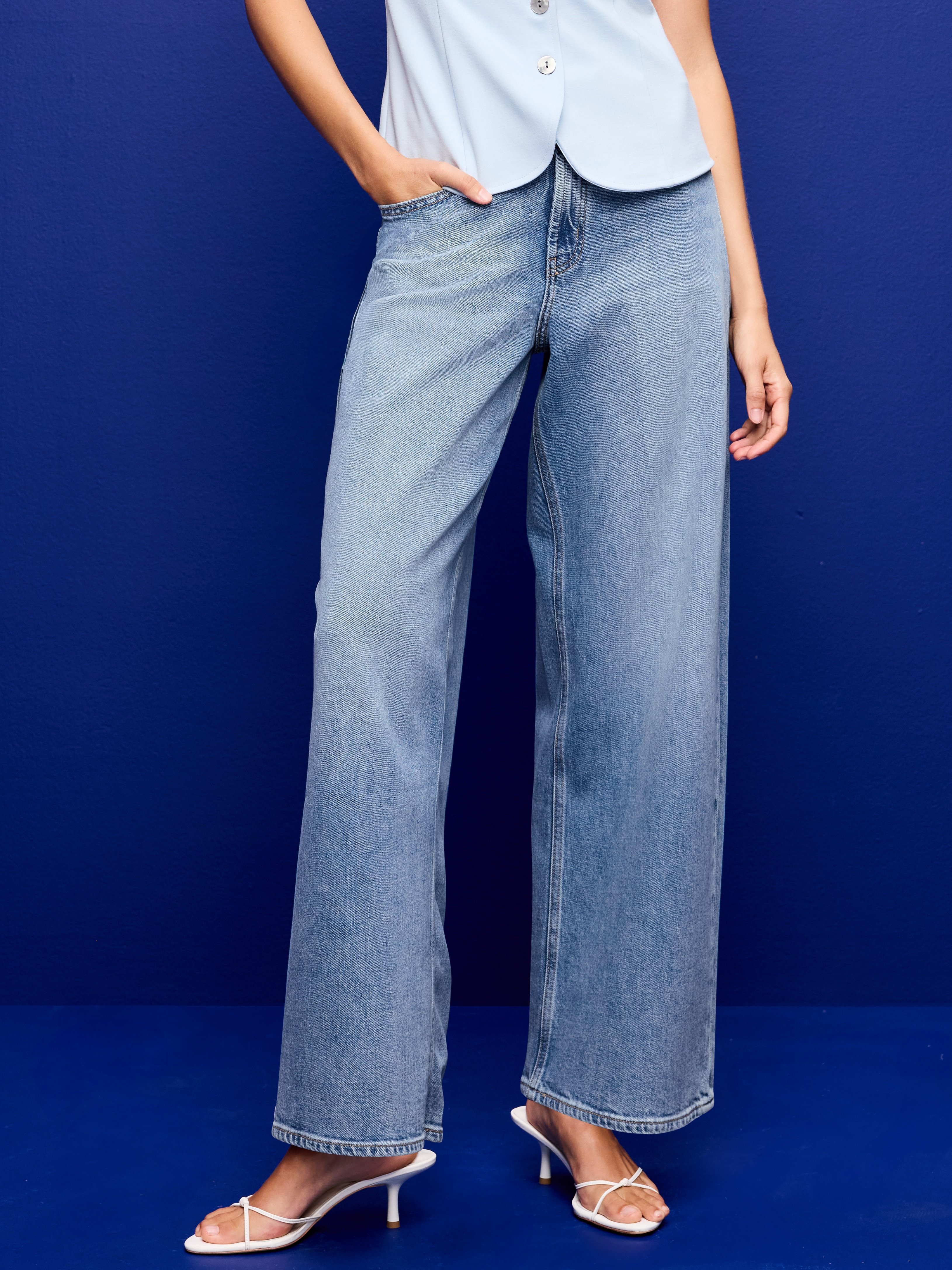 High-Waisted Baggy Wide-Leg Stretch Jeans - Zahara - 2