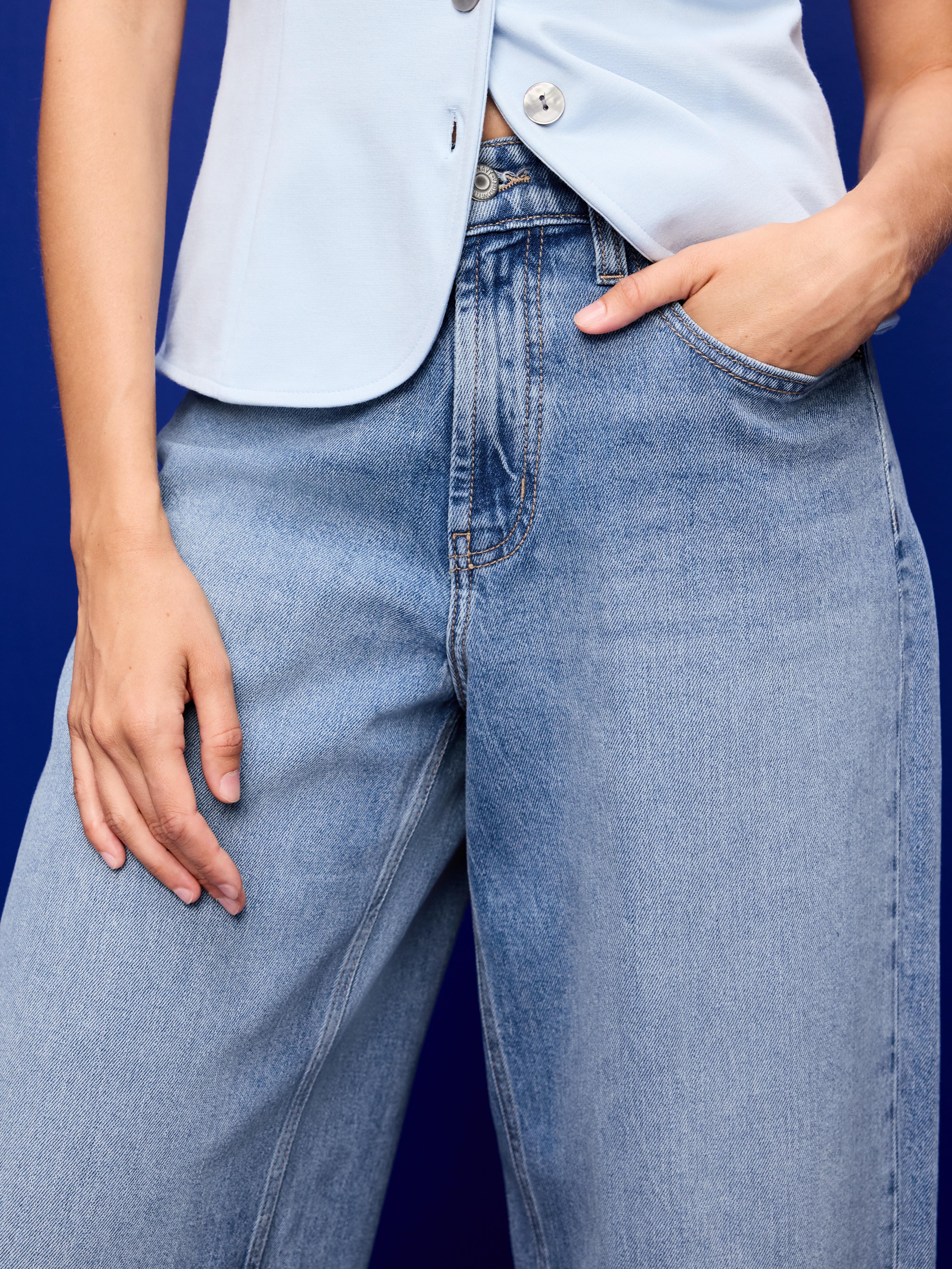 High-Waisted Baggy Wide-Leg Stretch Jeans - Zahara - 4