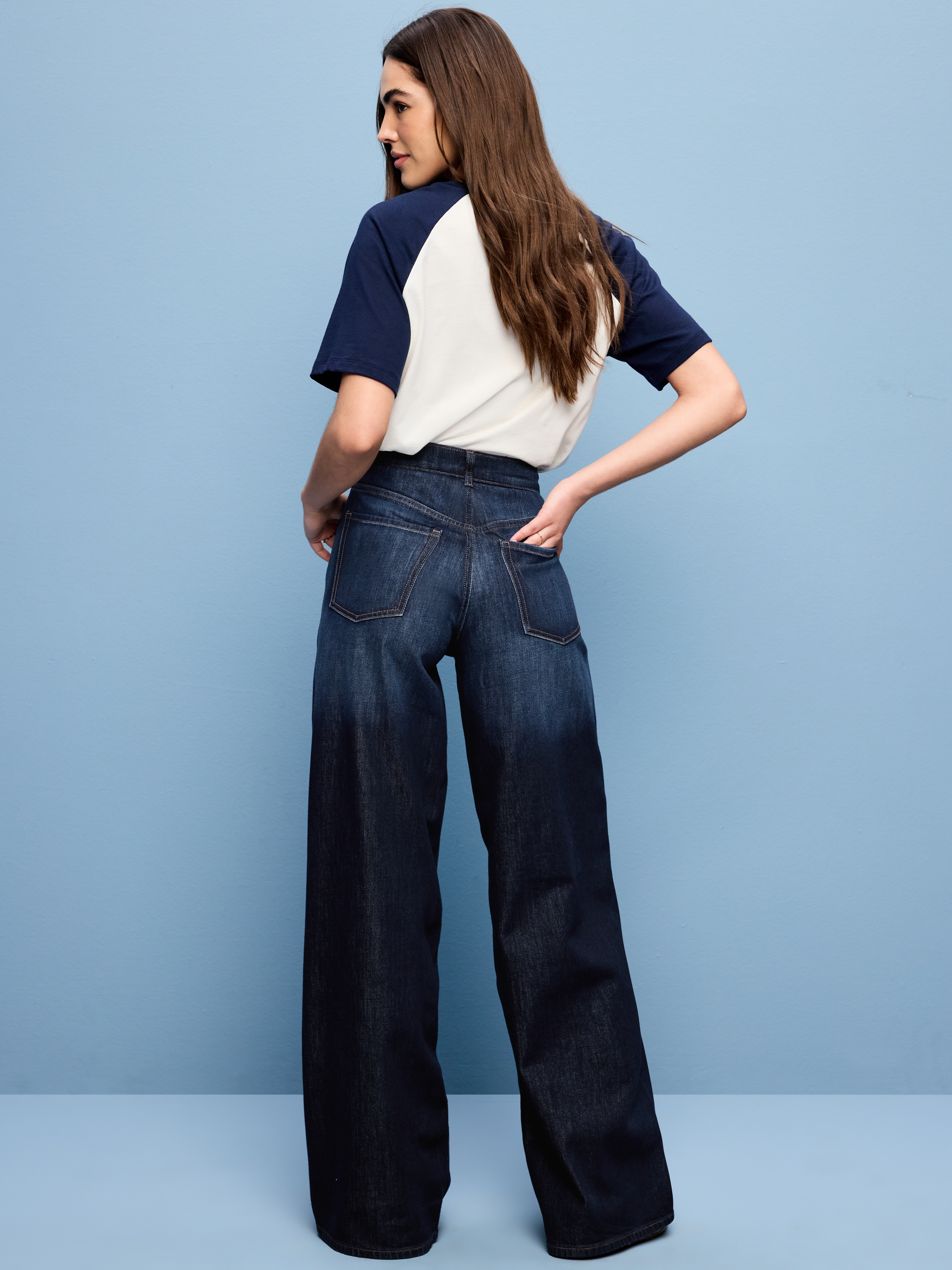 High-Waisted Baggy Wide-Leg Stretch Jeans - Aubrieta - 3