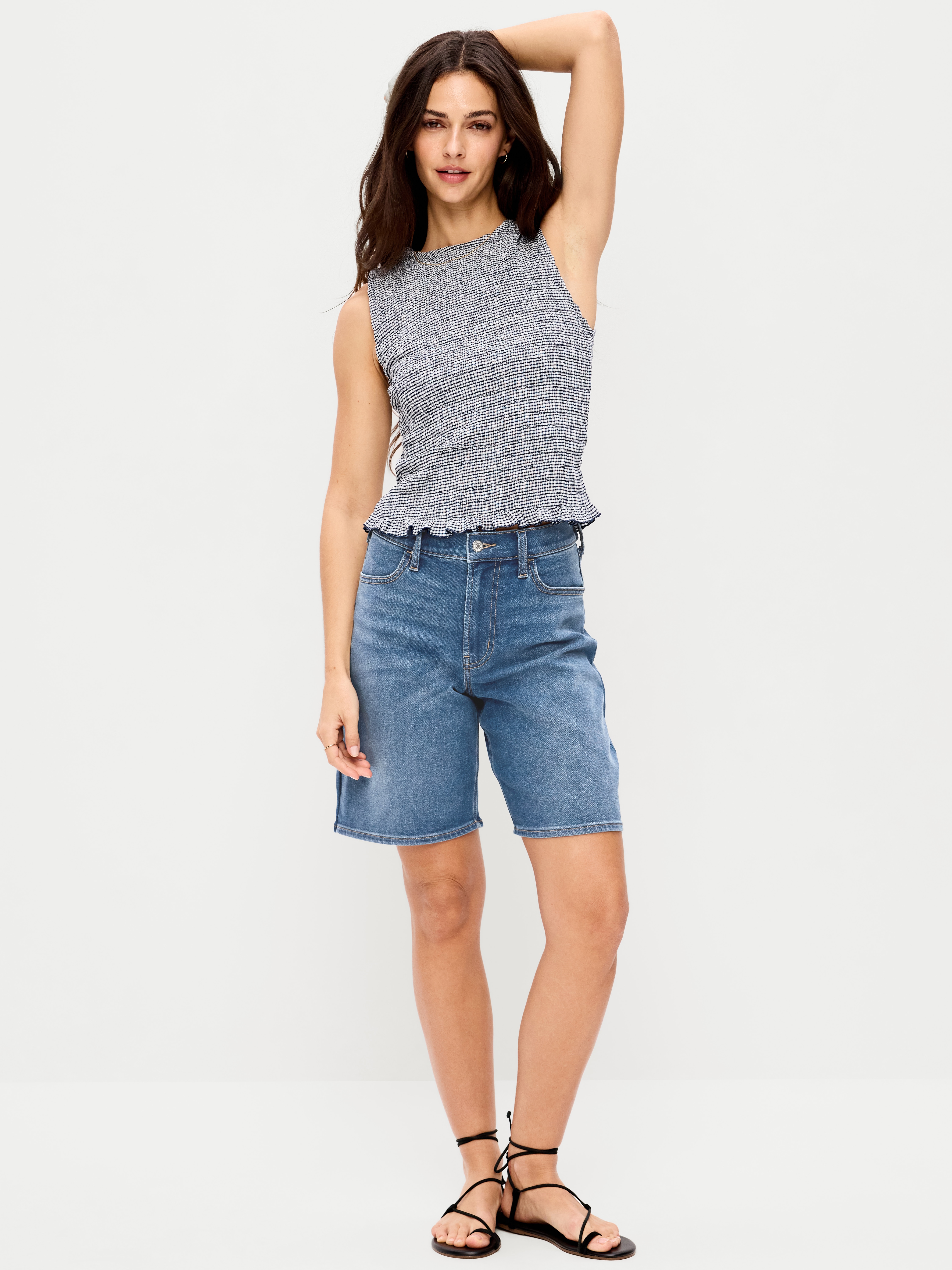 High-Waisted Wow Bermuda Jean Shorts -- 9-inch inseam - New Moon - 1