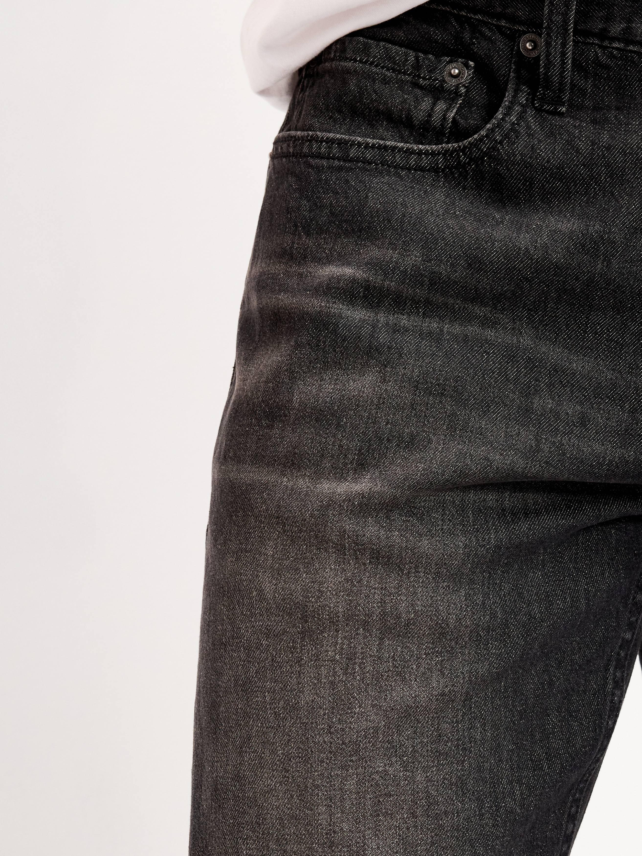 Straight Built-In Flex Jeans - Washed Black - 4