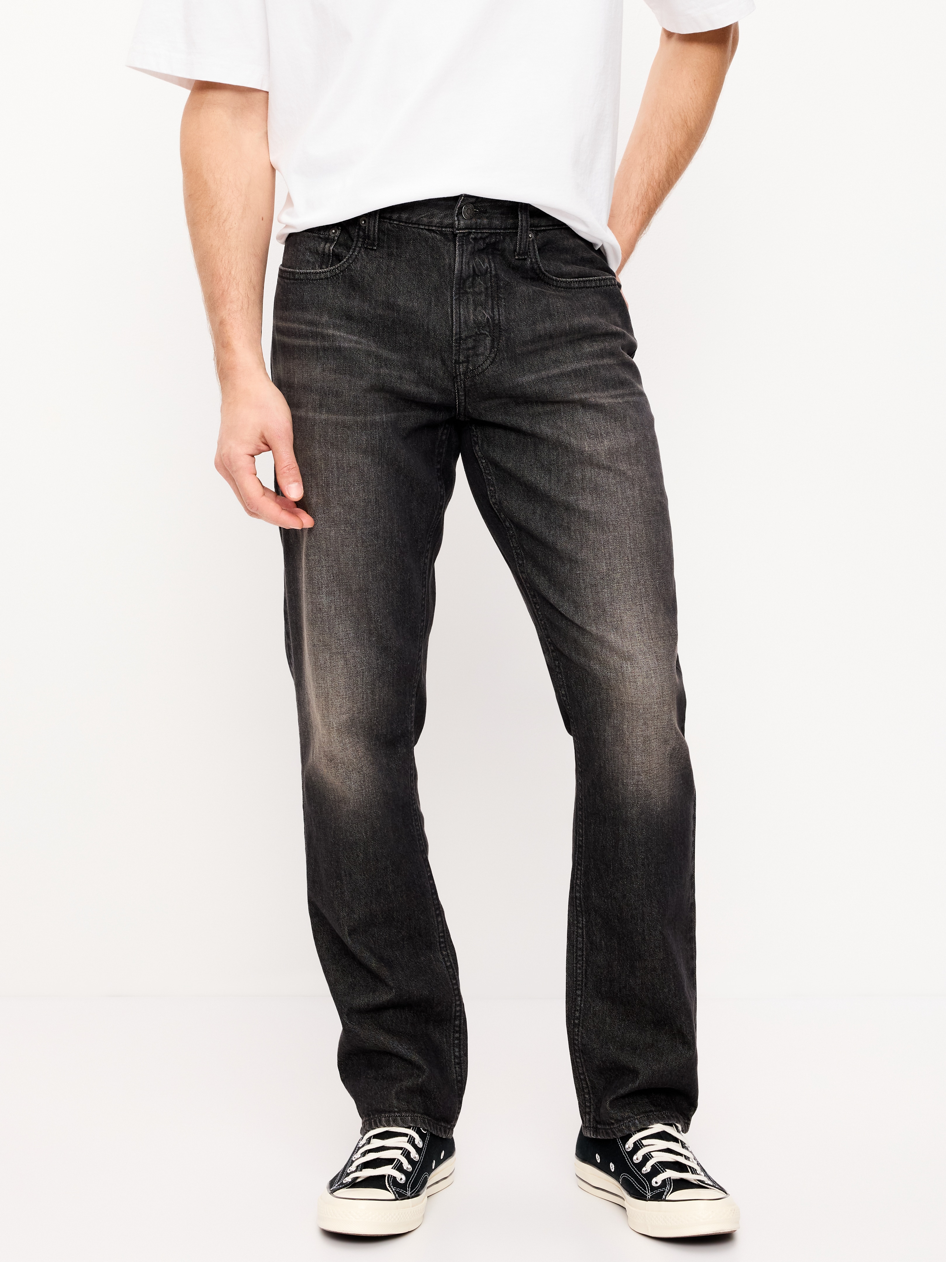 Straight Built-In Flex Jeans - Washed Black - 2